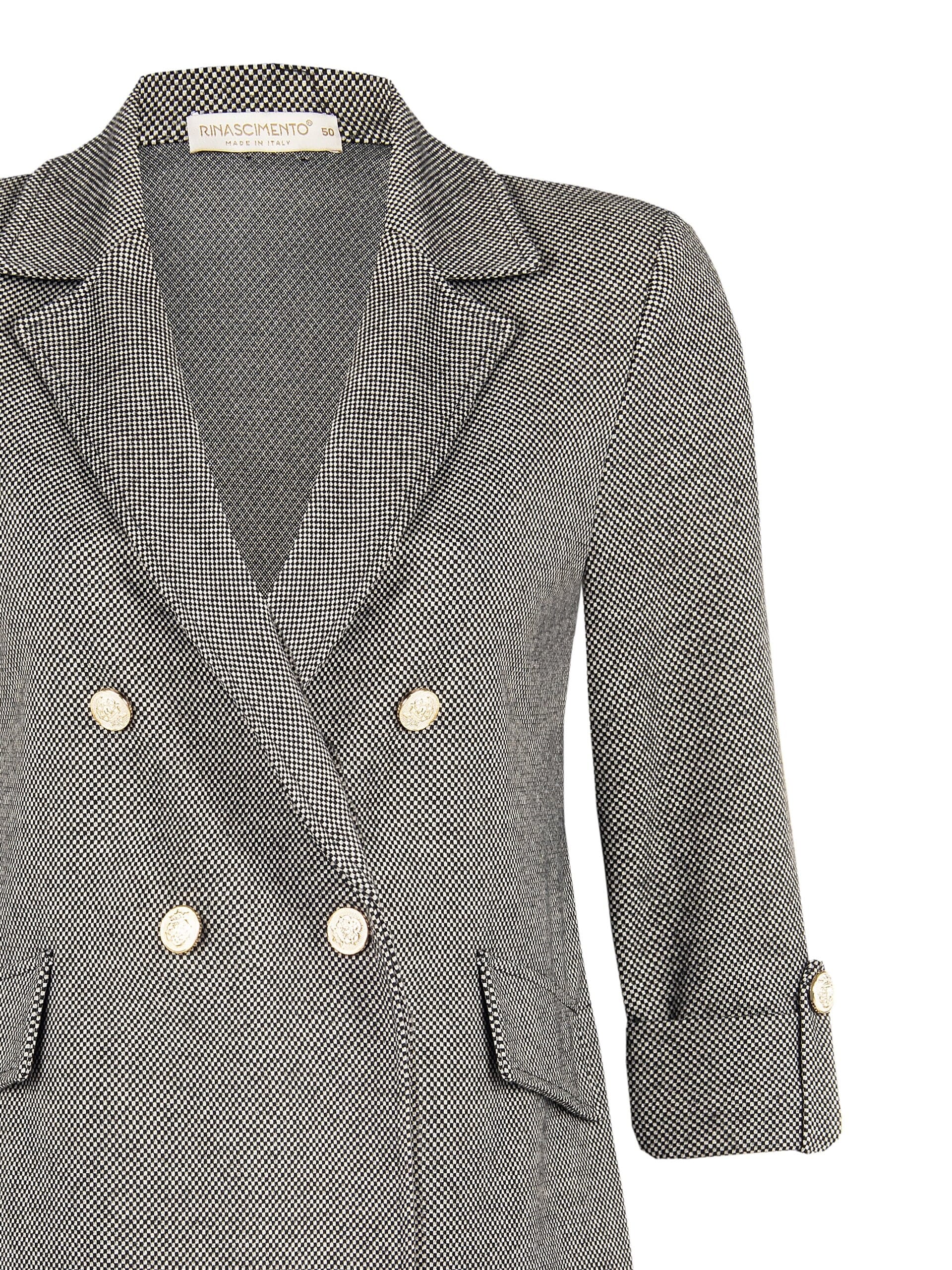 Giacca Curvy Doppiopetto In Misto Viscosa Con Risvolto E Bottone Dorato Sulle Maniche Rinascimento Curvy