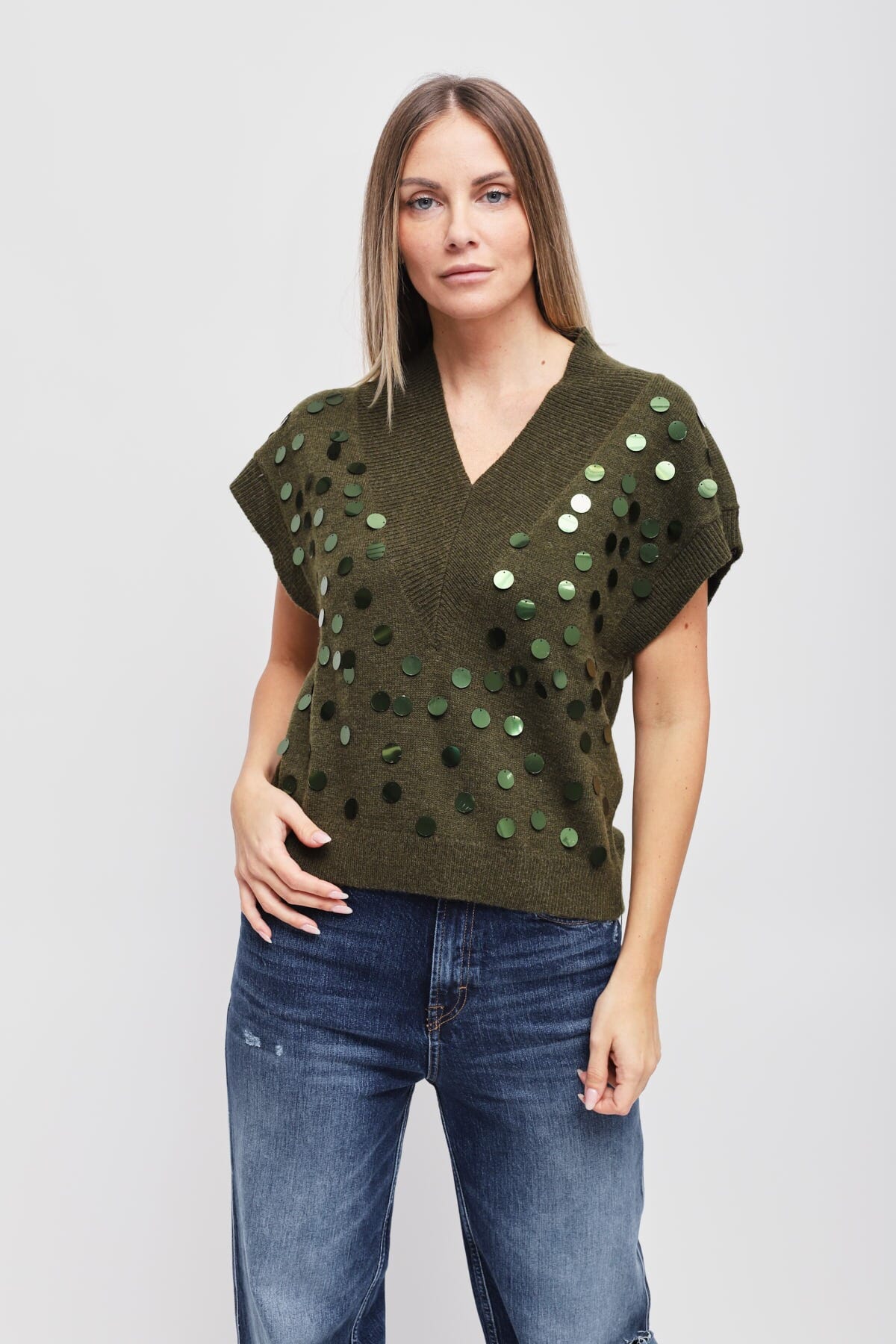 Maryley Sleeveless T-Shirt With Sequins