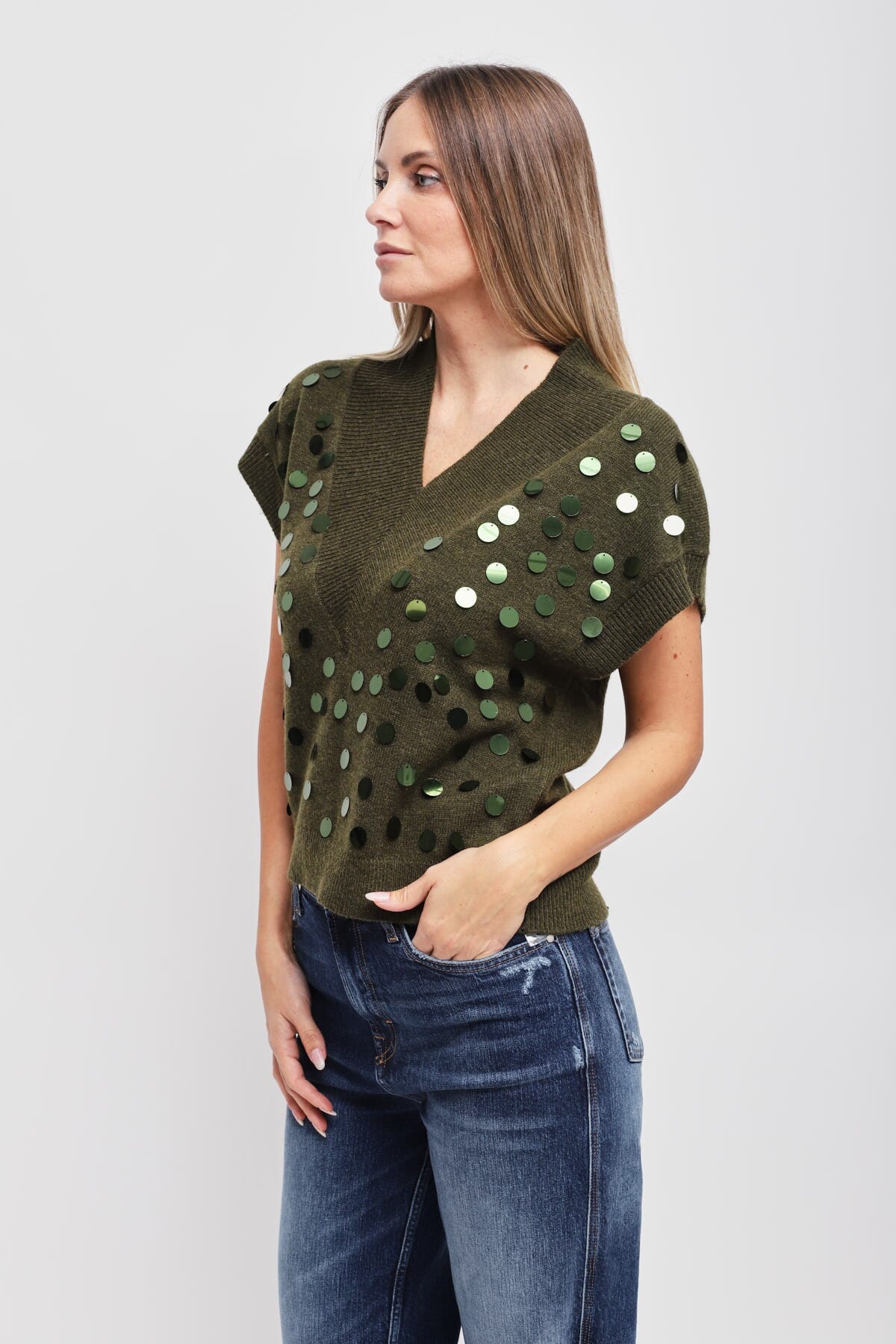 Maryley Sleeveless T-Shirt With Sequins