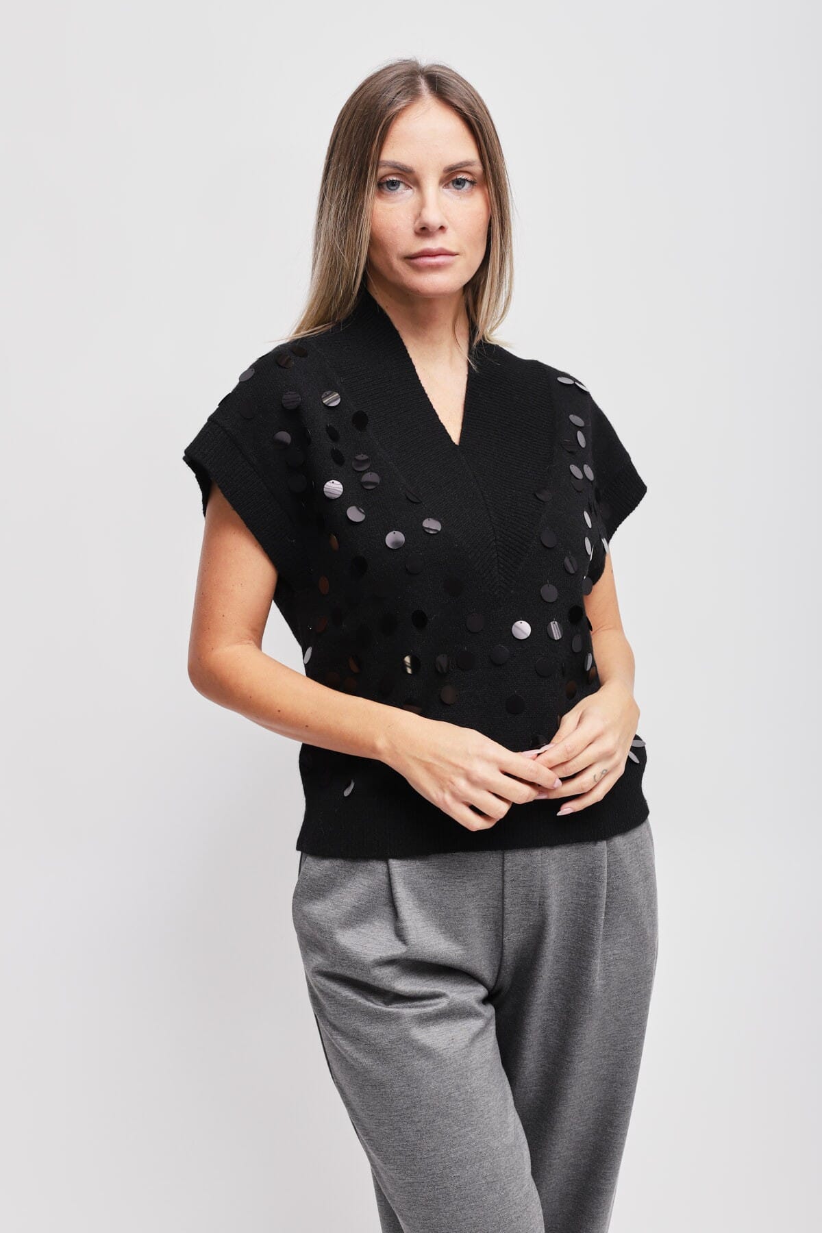 Maryley Sleeveless T-Shirt With Sequins