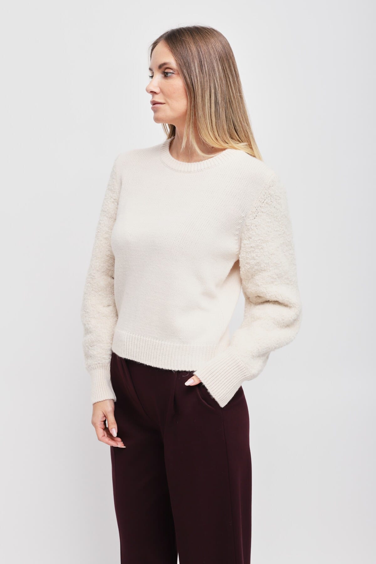 Maryley Sweater With Bouclé Sleeves
