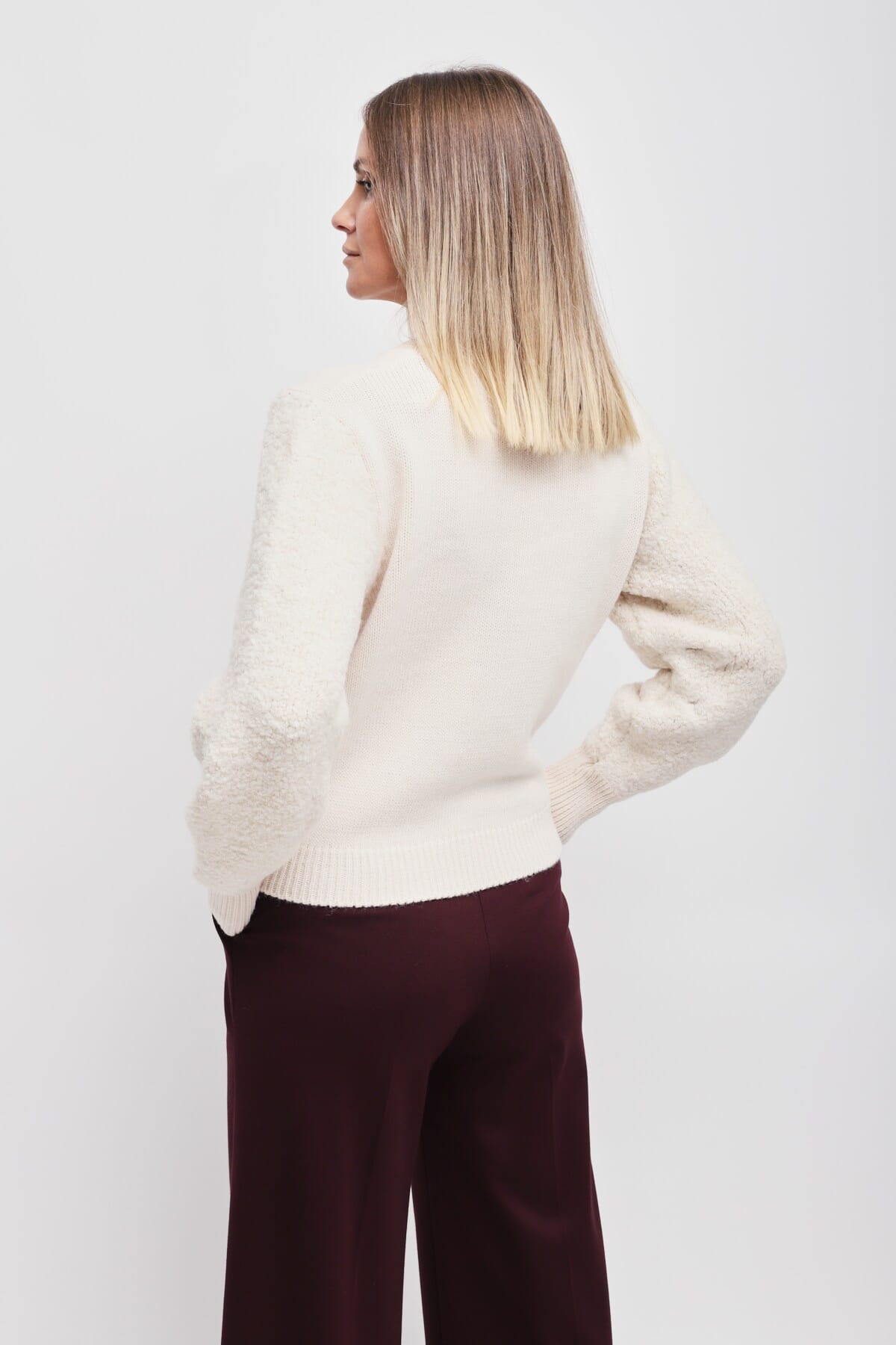 Maryley Sweater With Bouclé Sleeves