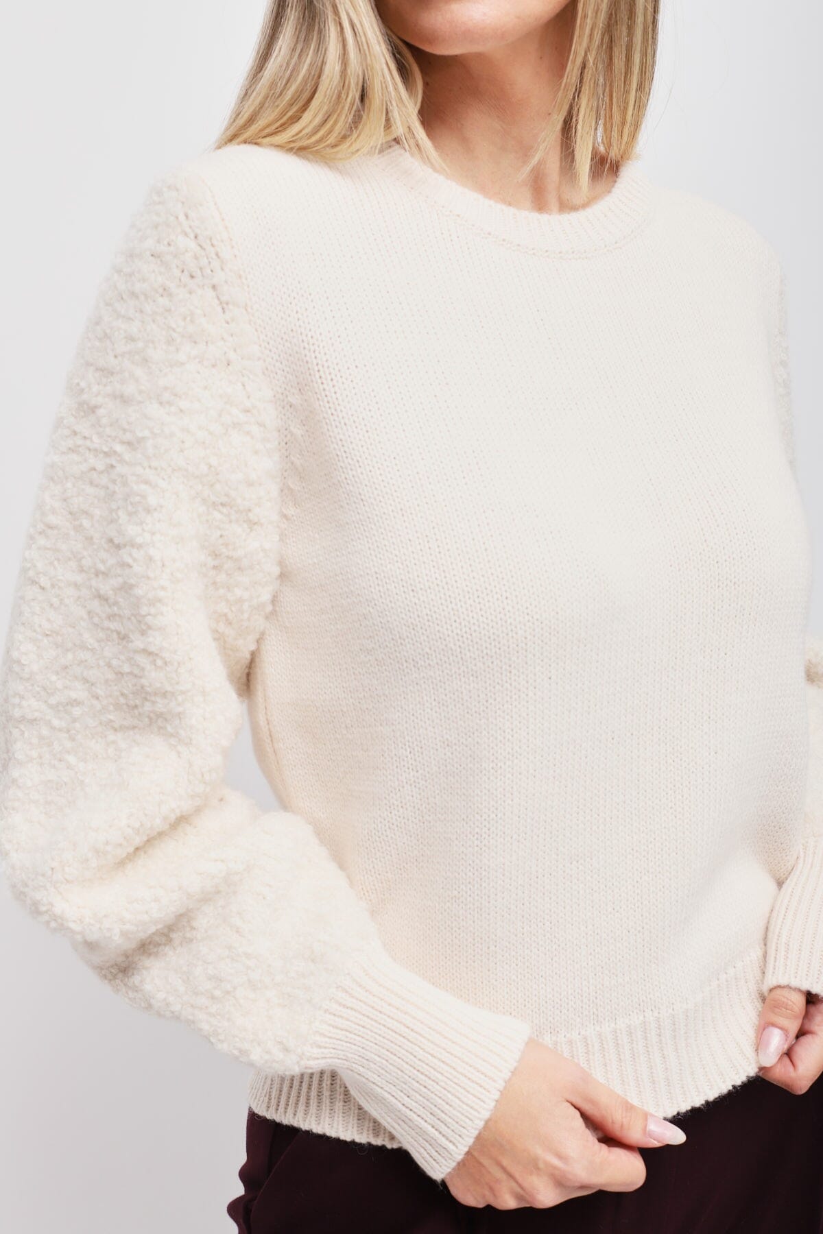 Maryley Sweater With Bouclé Sleeves