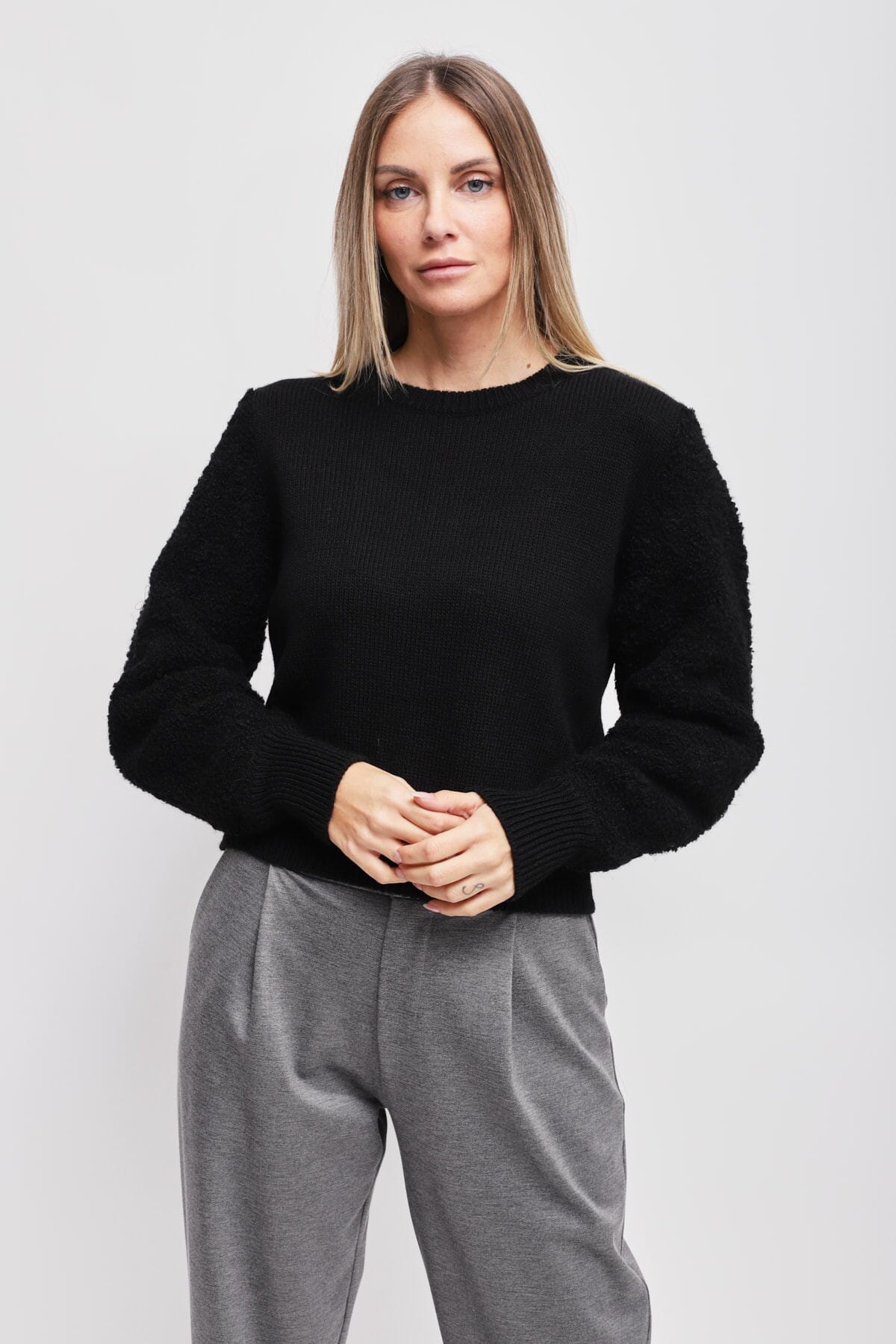 Maryley Sweater With Bouclé Sleeves