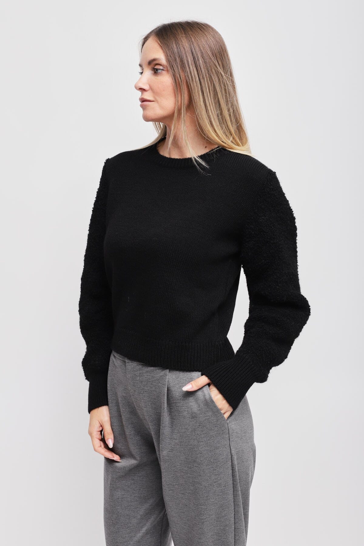 Maryley Sweater With Bouclé Sleeves