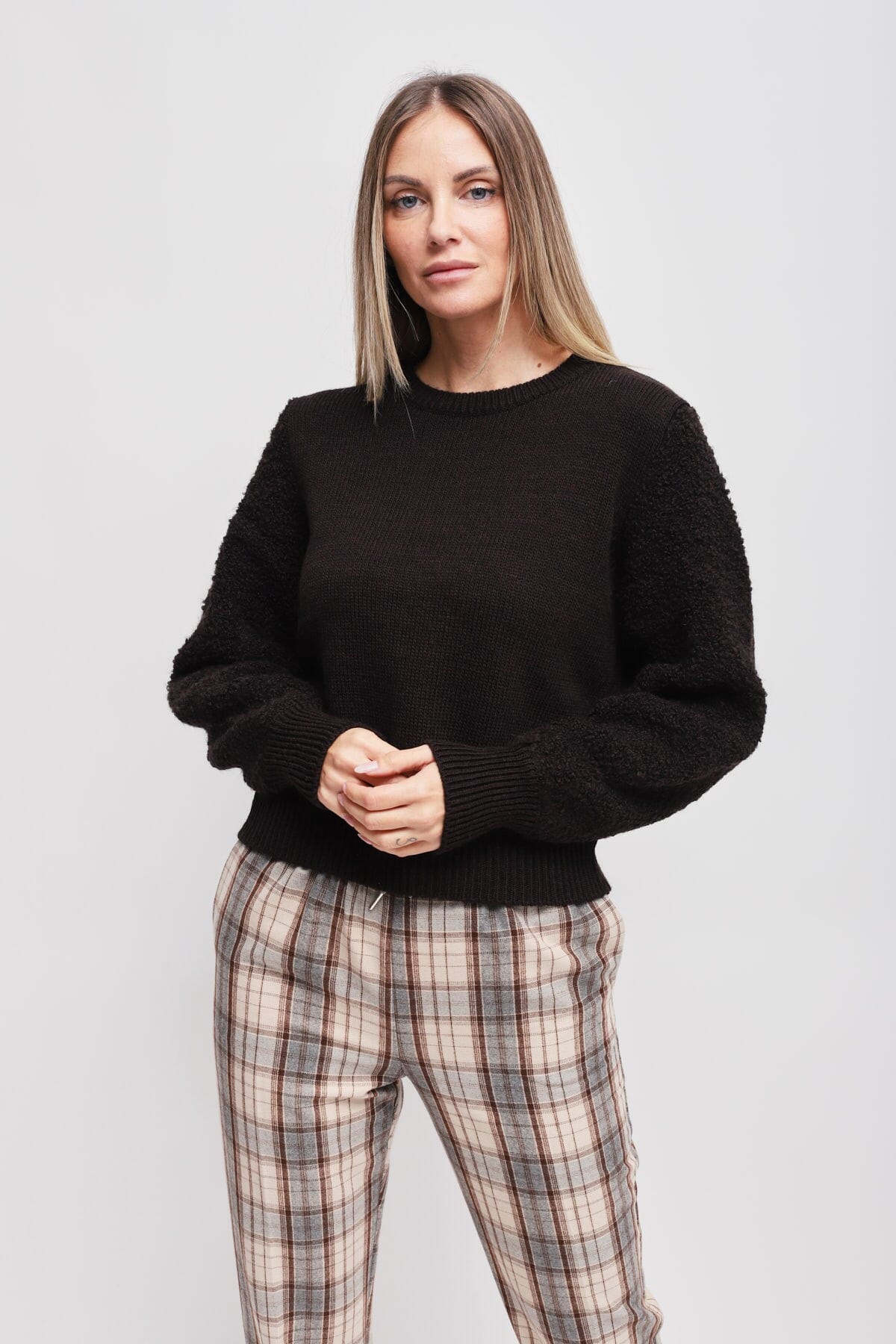 Maryley Sweater With Bouclé Sleeves