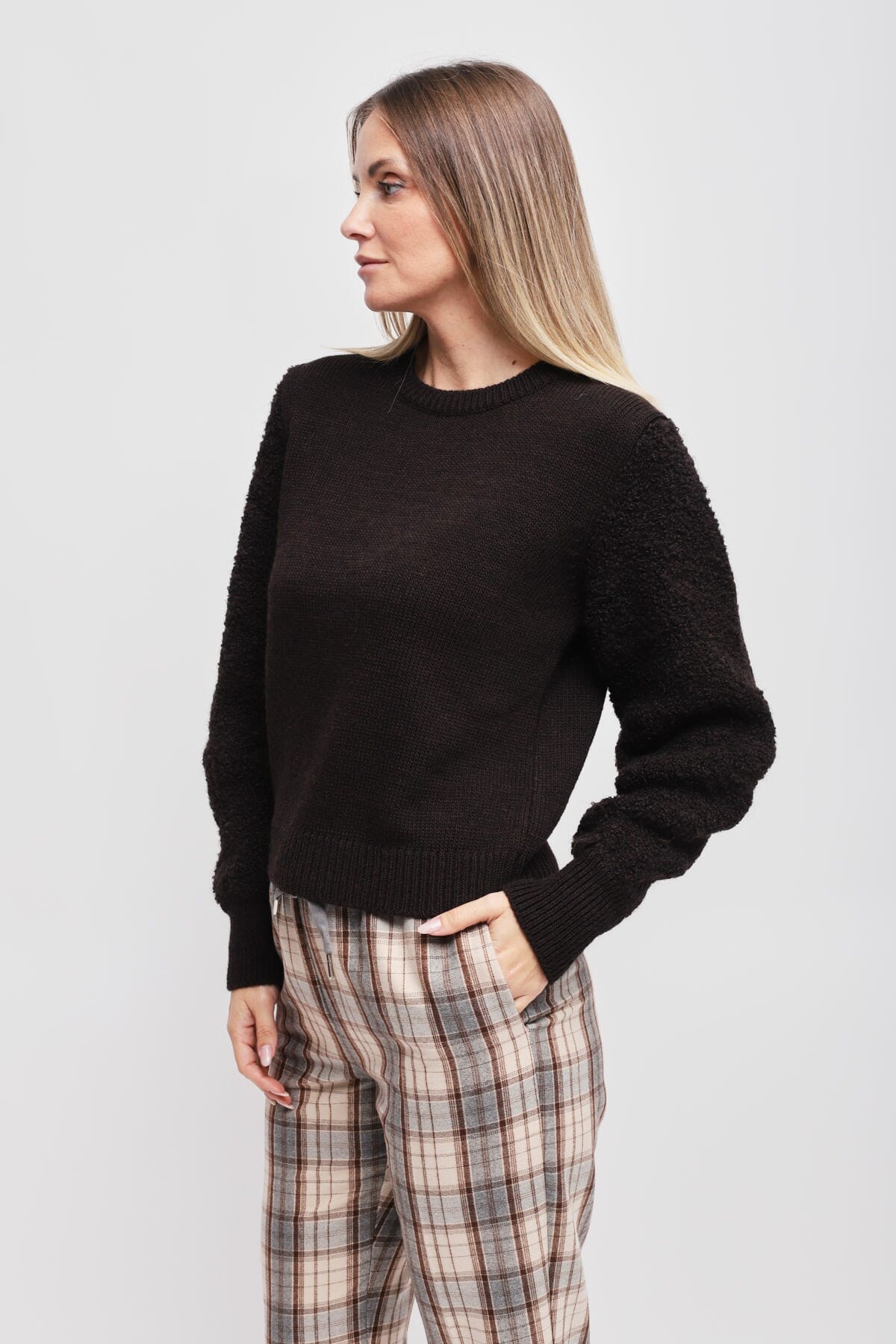 Maryley Sweater With Bouclé Sleeves