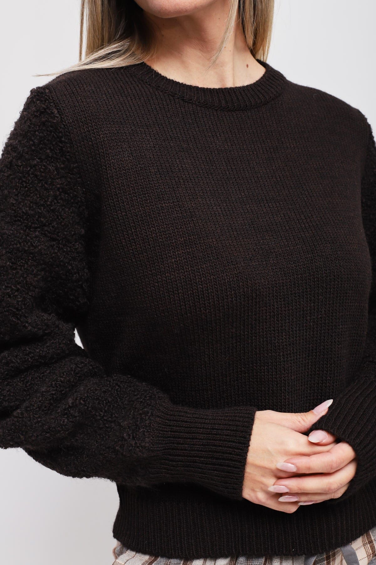 Maryley Sweater With Bouclé Sleeves