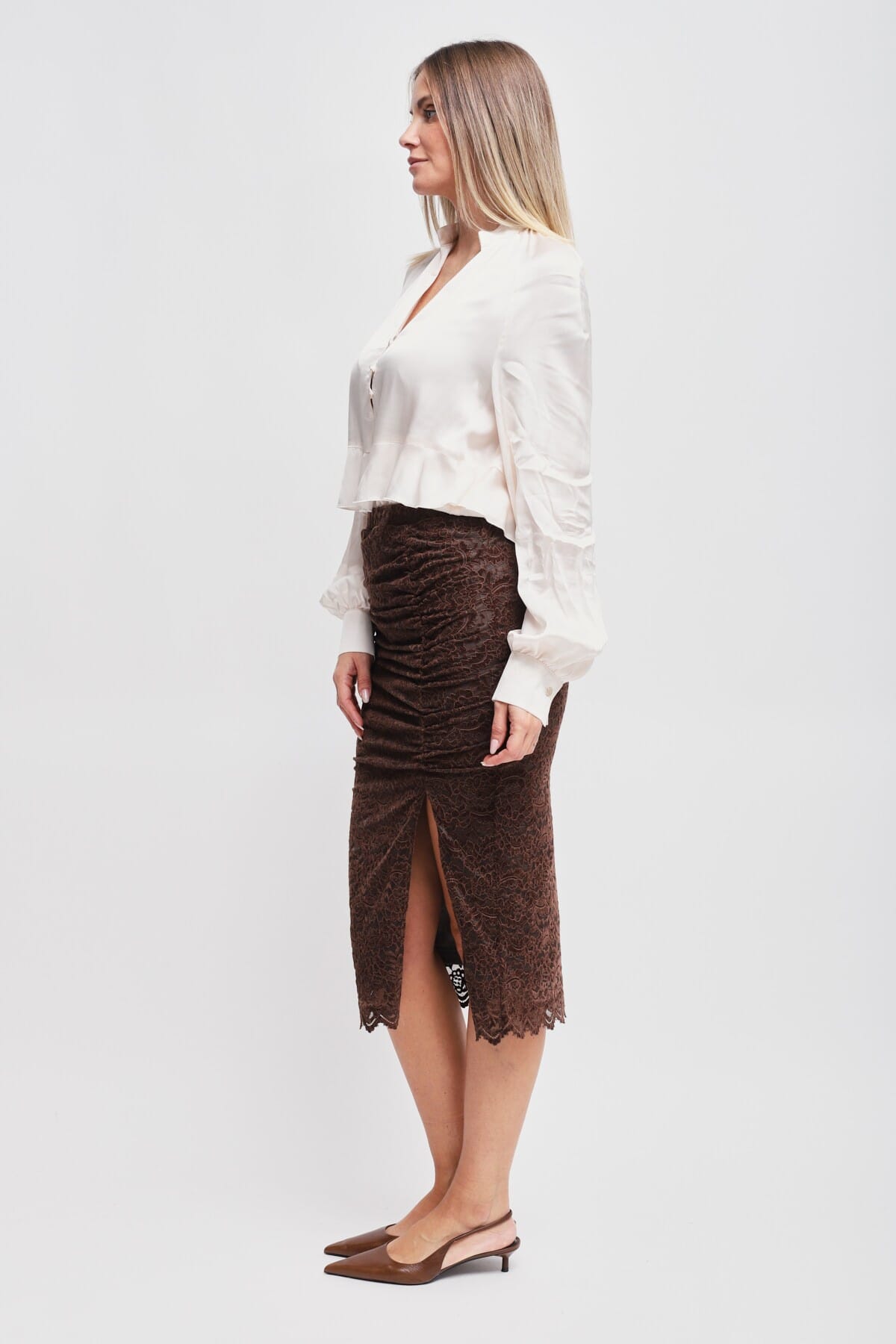 Gonna In Pizzo Con Drappeggio E Spacco Maryley