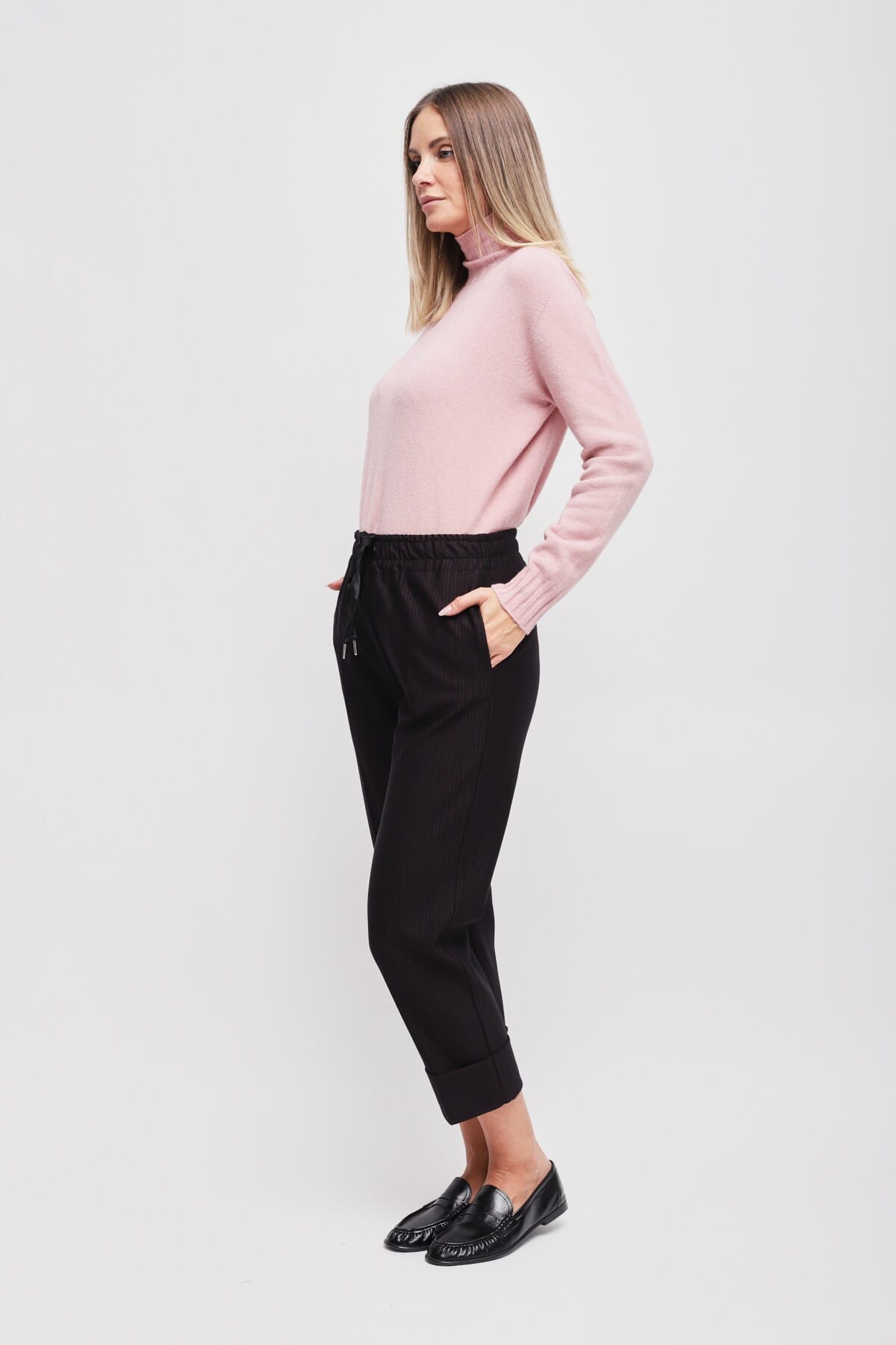 Maryley - Pantalon à cordon de serrage avec revers