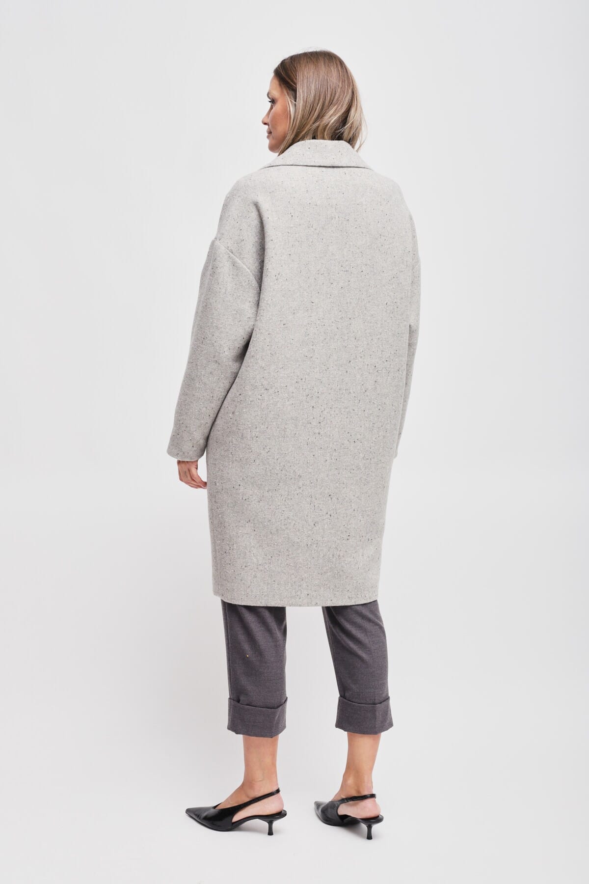 Maryley - Manteau croisé avec broche ornée d'un bijou