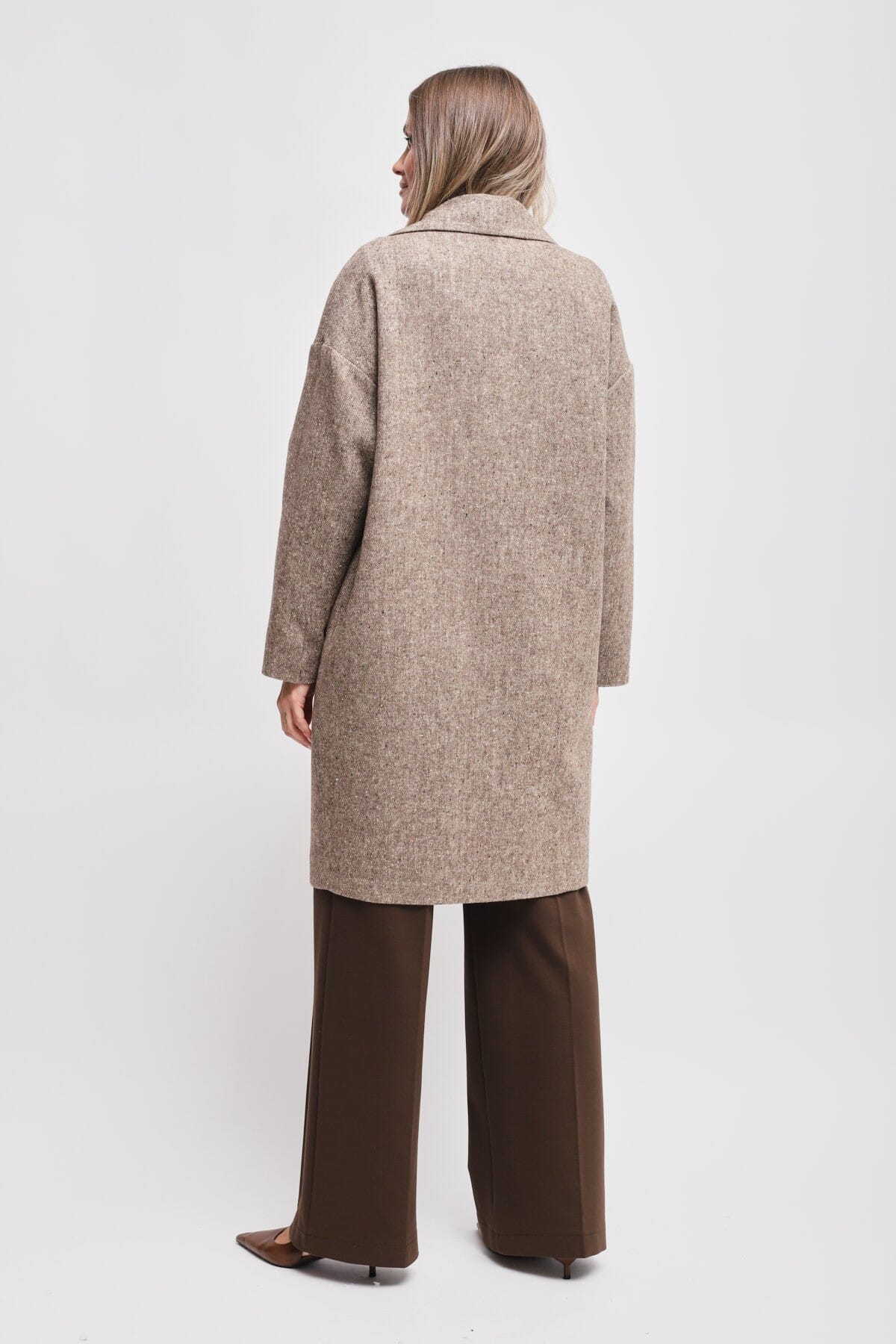 Maryley - Manteau croisé avec broche ornée d'un bijou