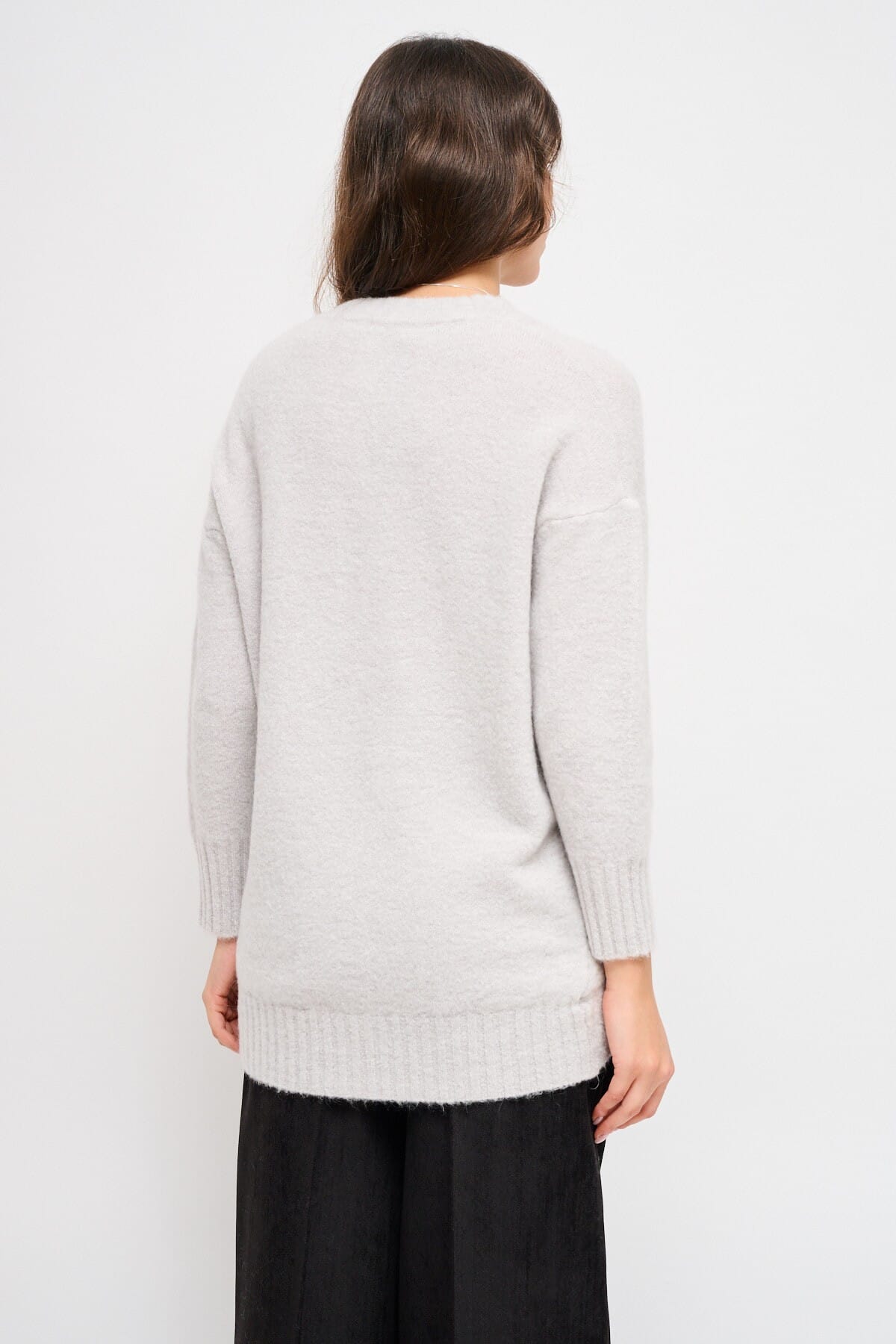 Maryley Crew Neck Sweater With Asymmetrical Hem