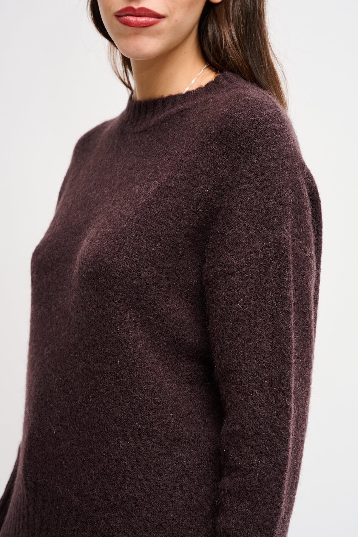 Maryley Crew Neck Sweater With Asymmetrical Hem