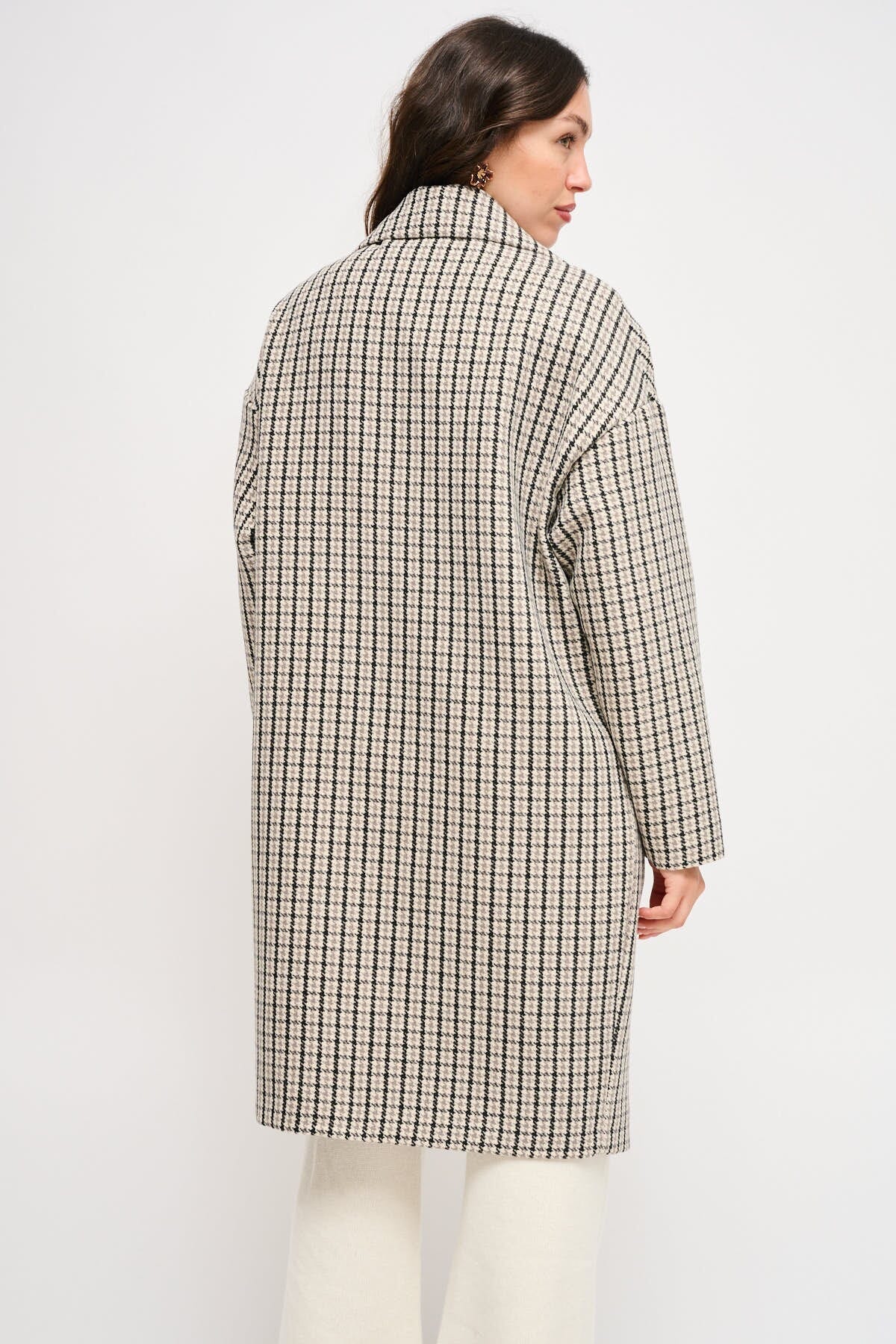 Manteau Pied de Poule surdimensionné avec épingles Maryley