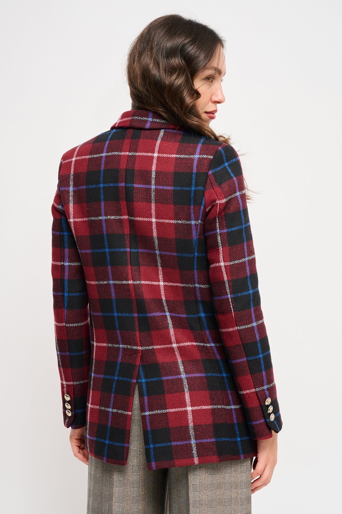 Giacca Check Doppiopetto Con Spilla Maryley