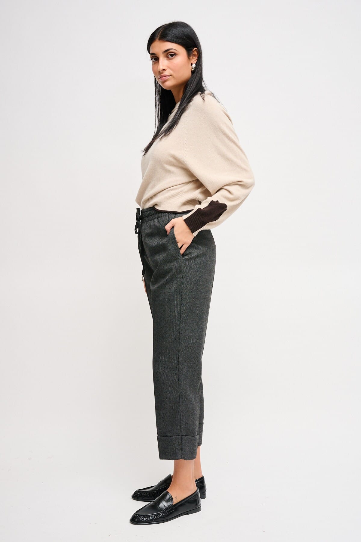 Maryley - Pantalon à cordon de serrage avec revers