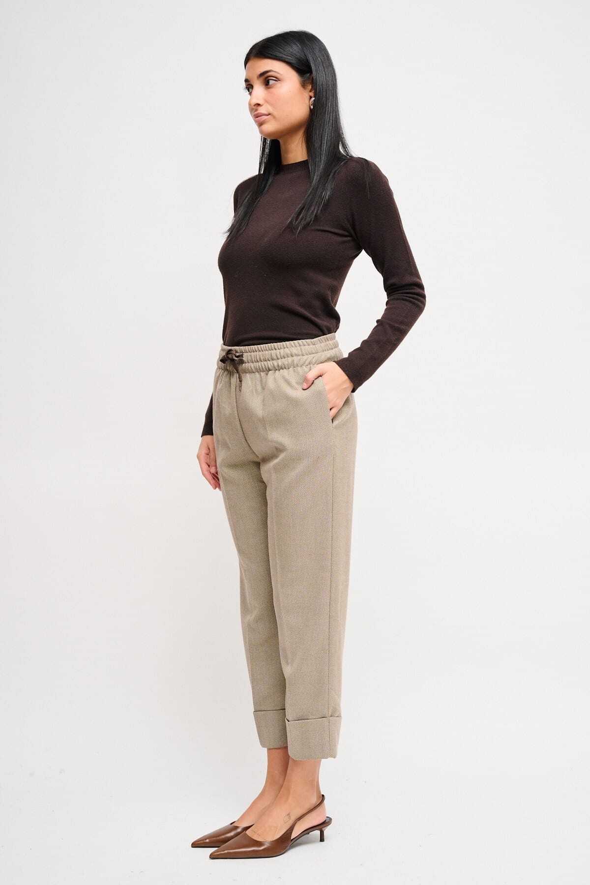 Maryley - Pantalon à cordon de serrage avec revers