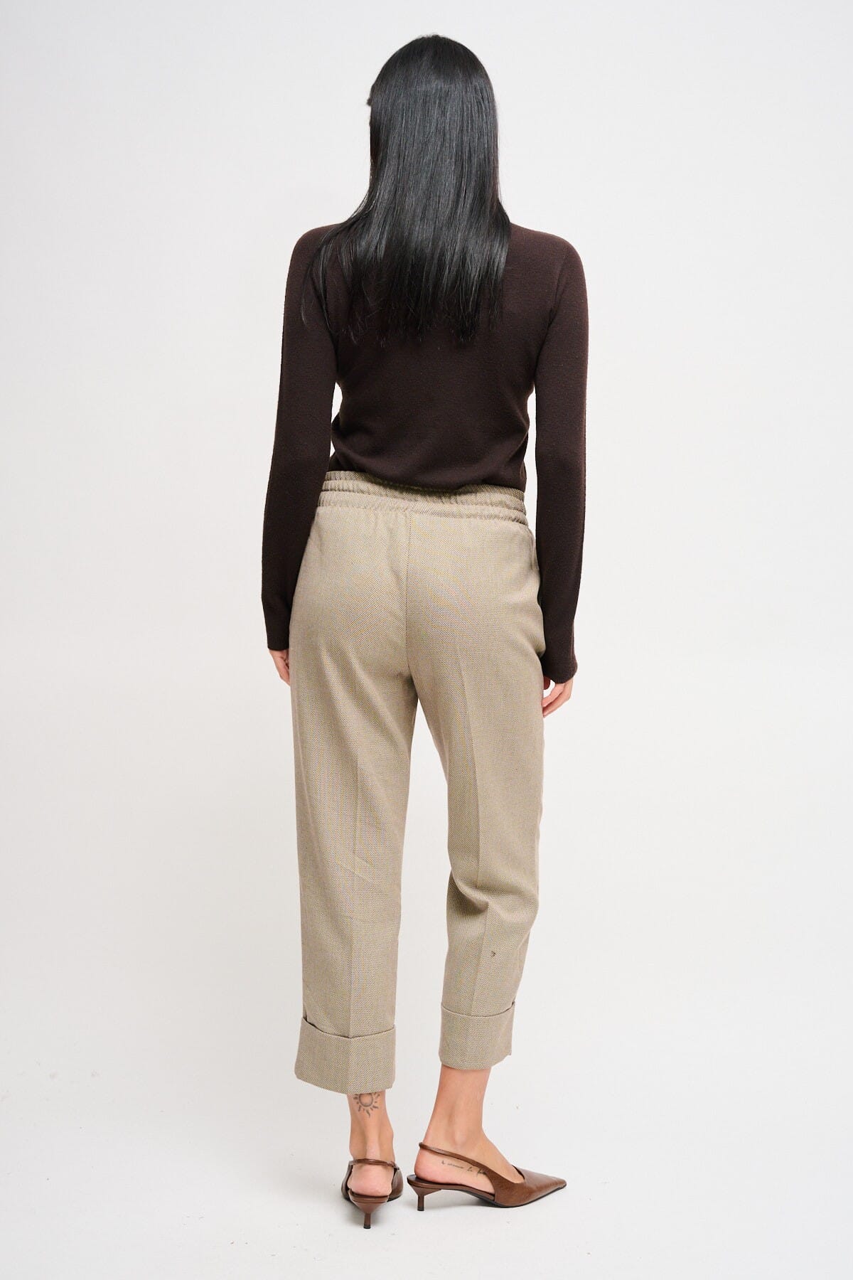 Maryley - Pantalon à cordon de serrage avec revers