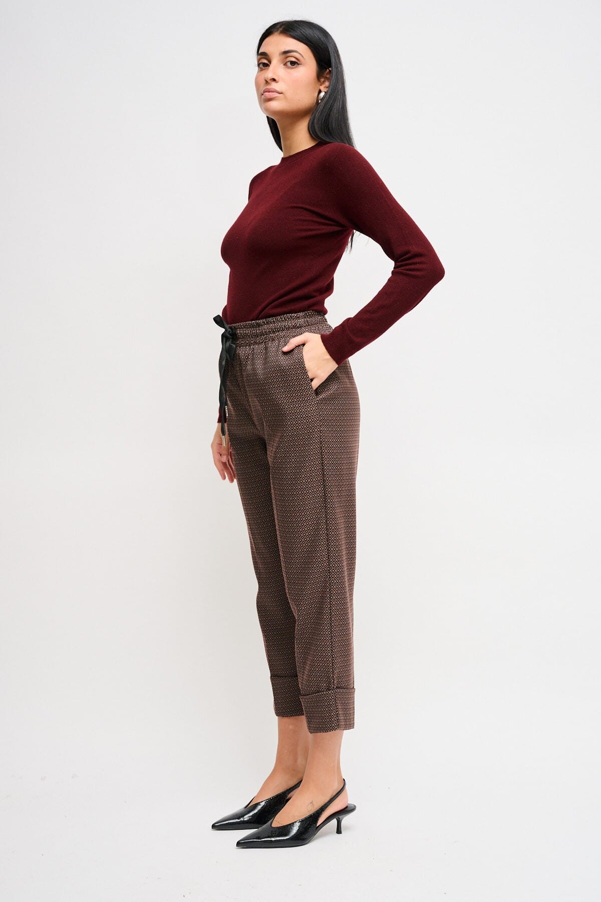 Maryley - Pantalon à cordon de serrage avec revers