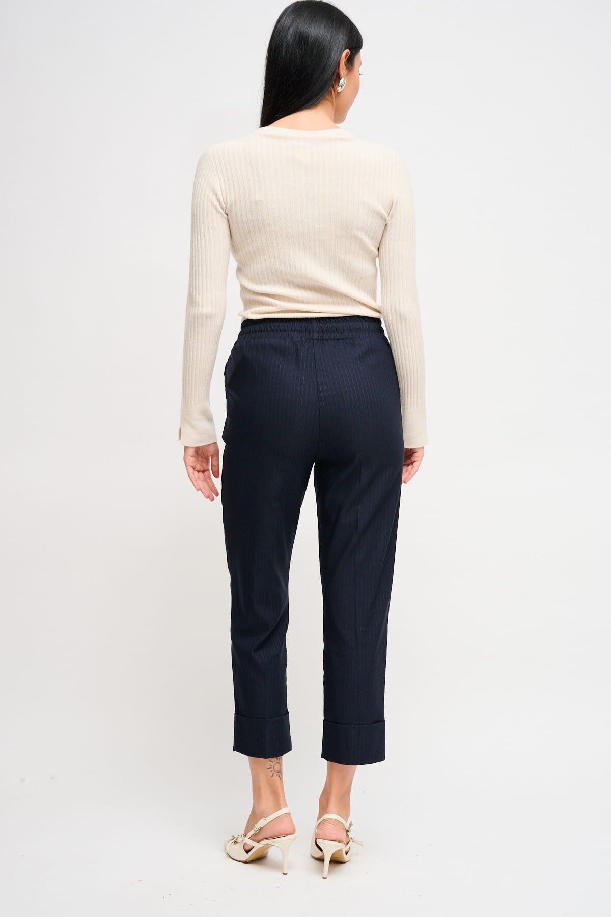 Maryley - Pantalon à cordon de serrage avec revers