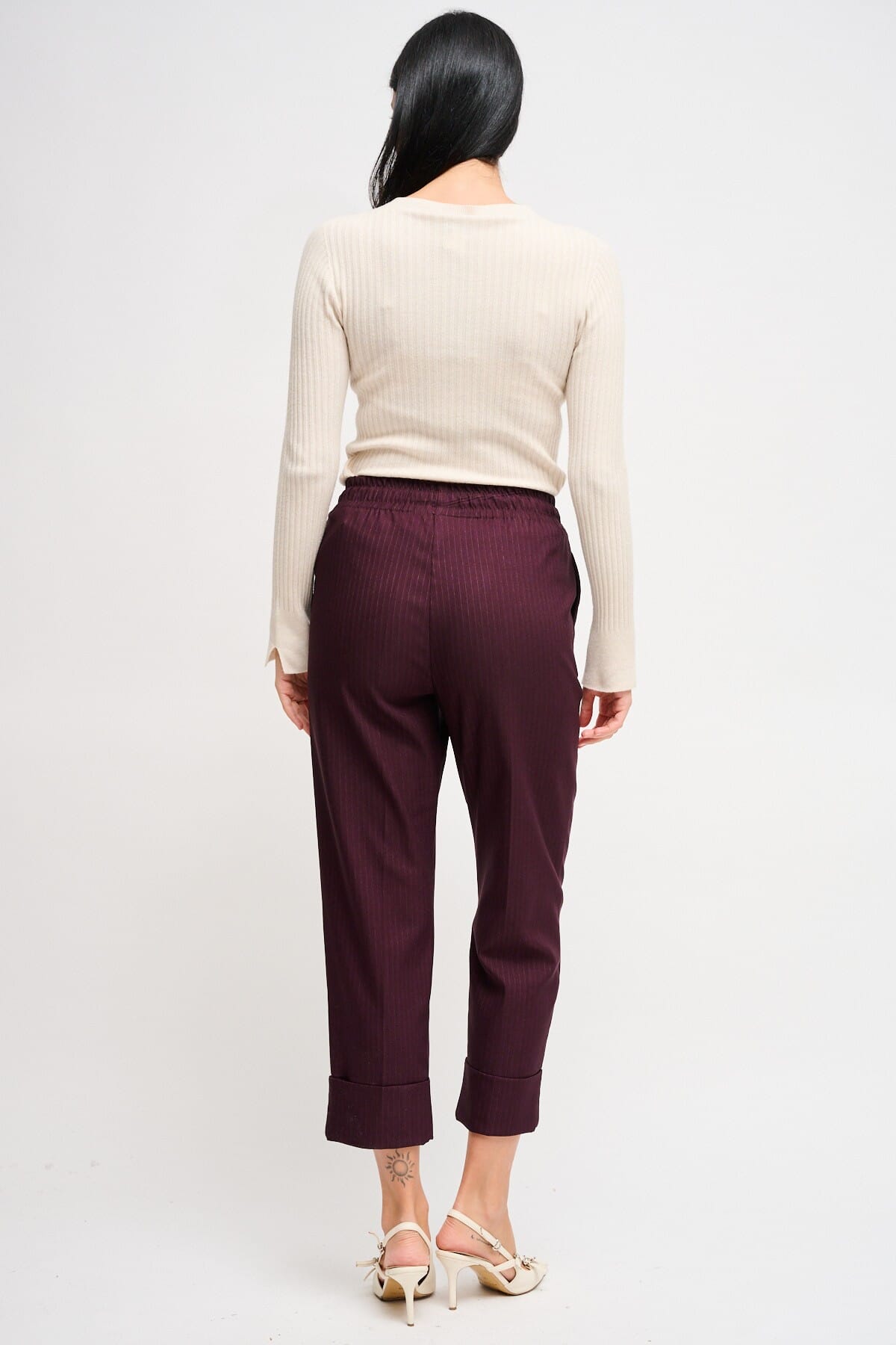 Maryley - Pantalon à cordon de serrage avec revers