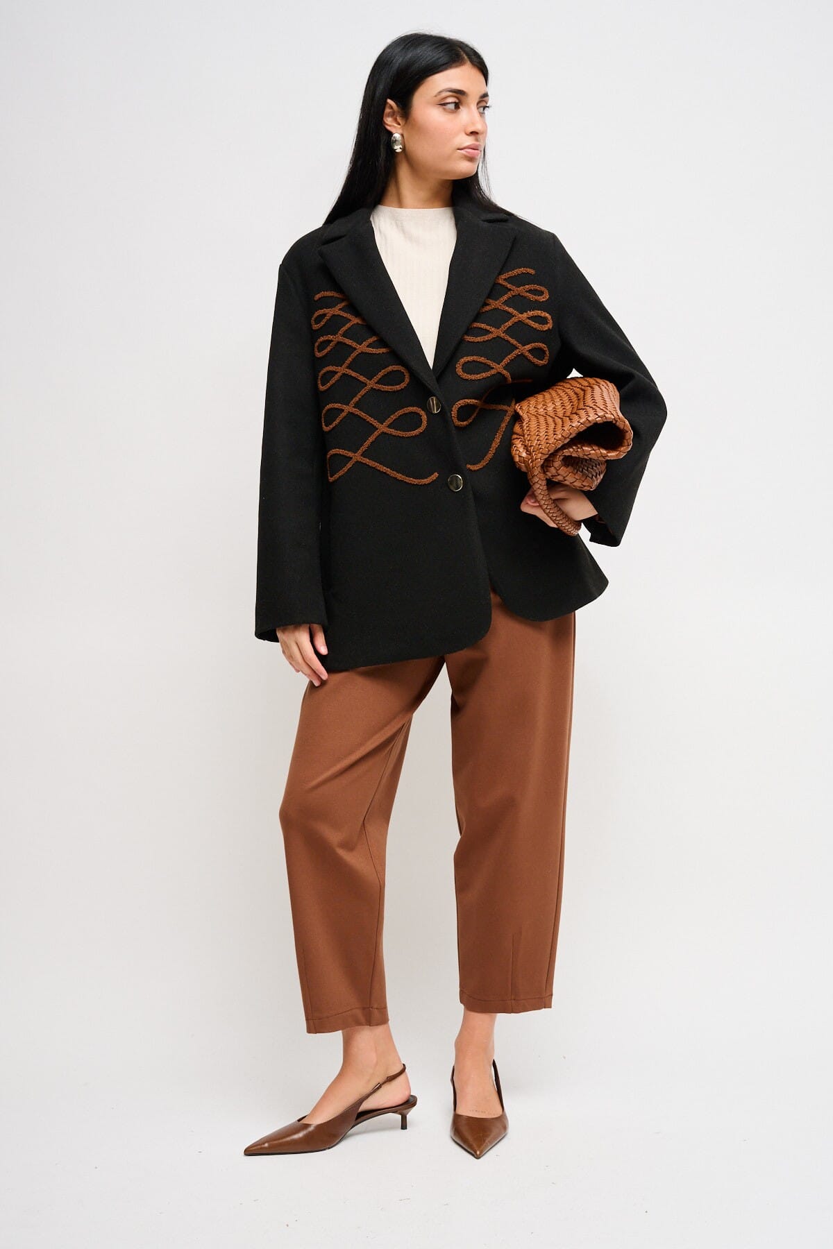 Giacca Over Con Ricami Frontali Maryley