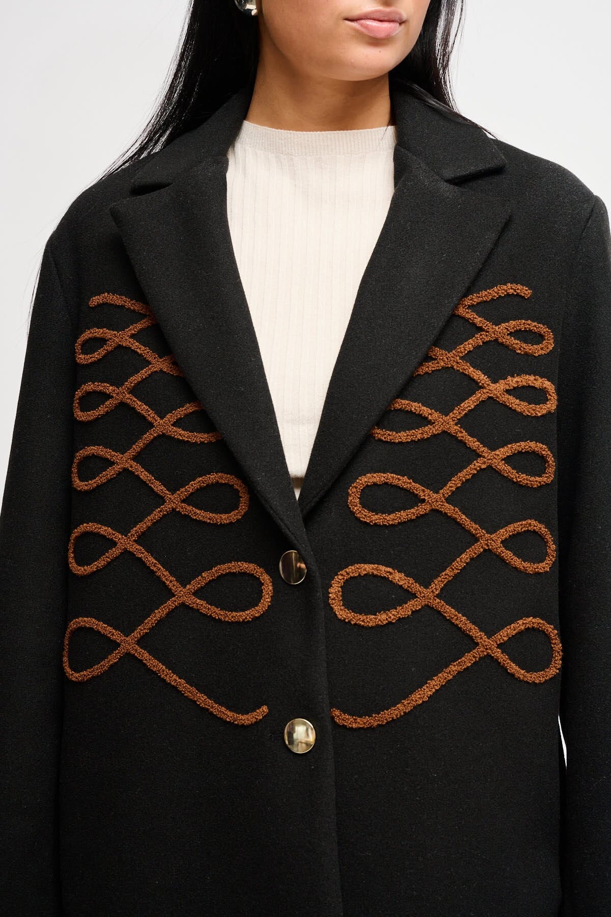 Giacca Over Con Ricami Frontali Maryley