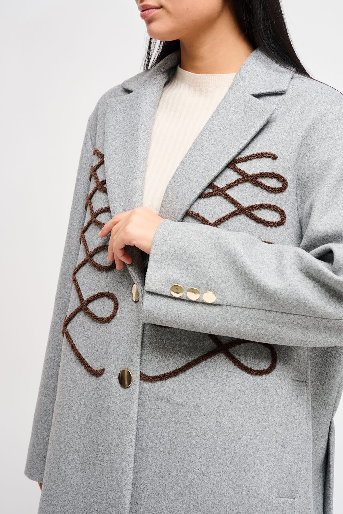 Giacca Over Con Ricami Frontali Maryley