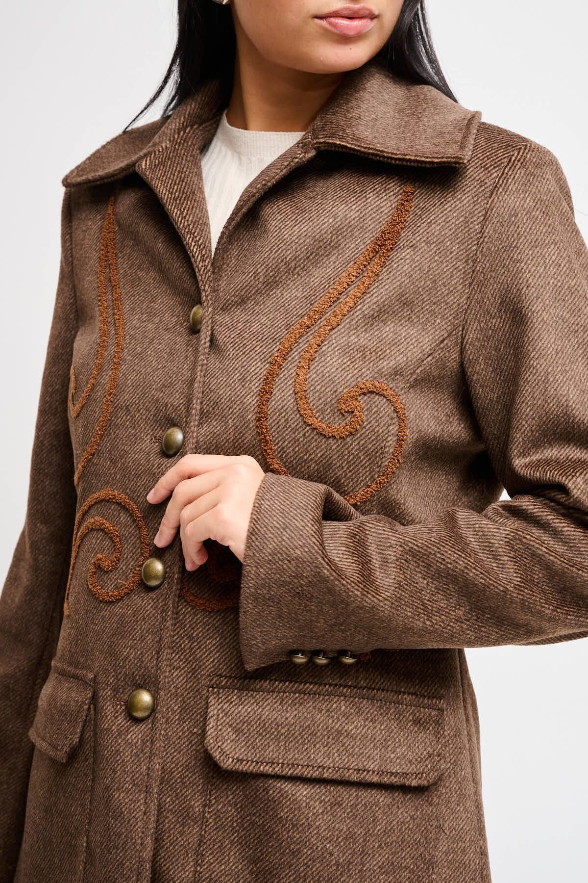 Tweed Jacket With Contrast Embroidery Maryley