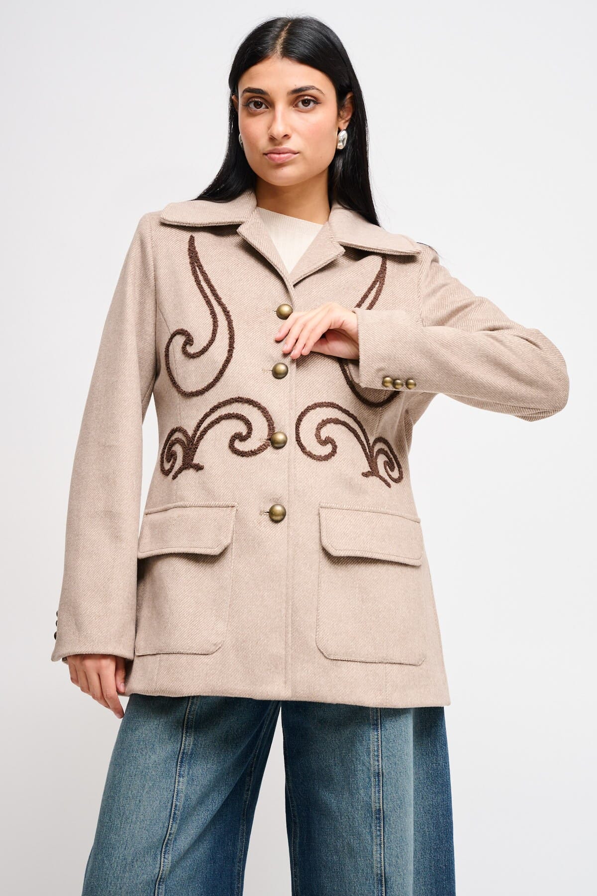 Tweed Jacket With Contrast Embroidery Maryley