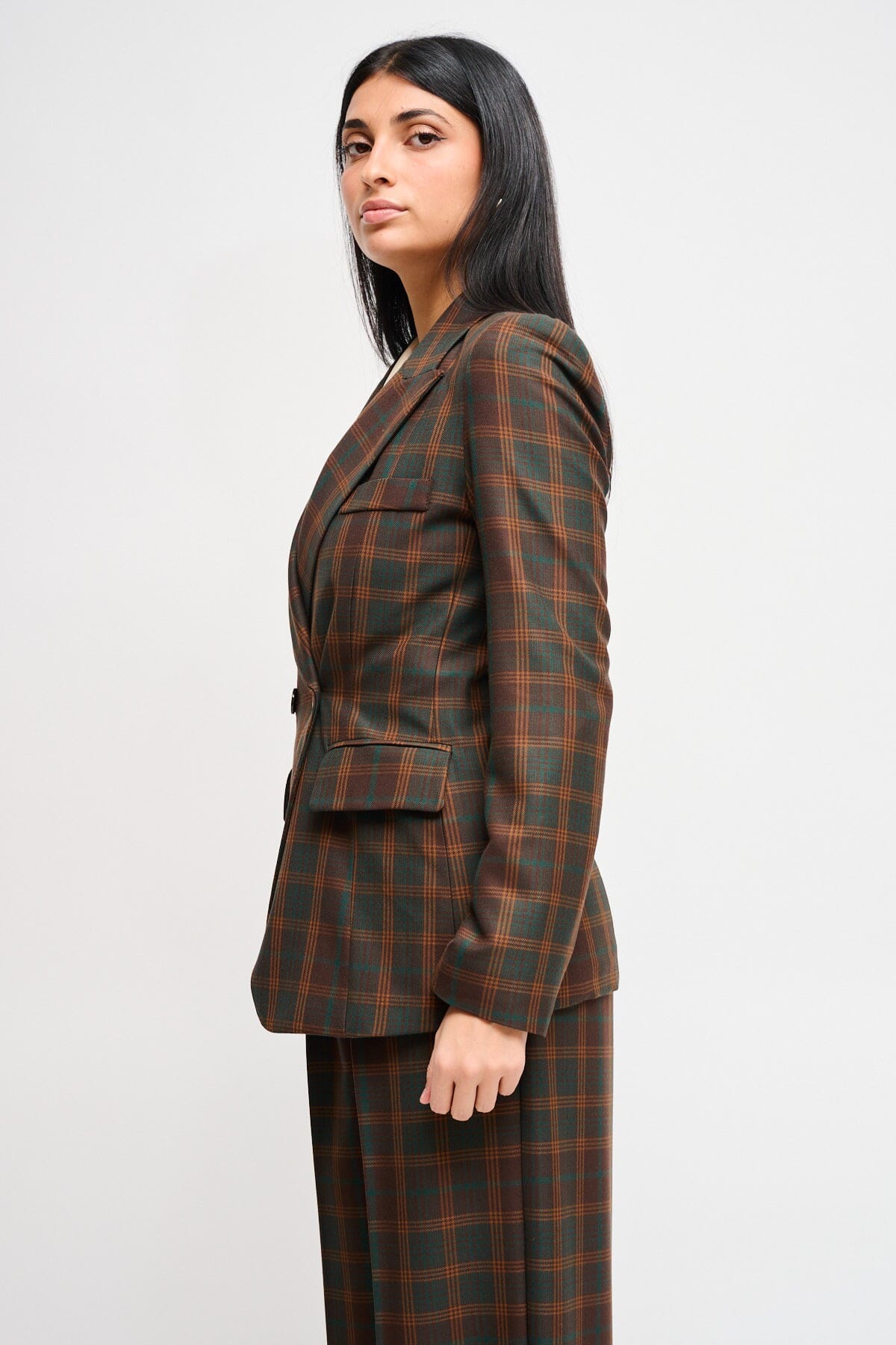 Maryley - Veste à carreaux à double boutonnage