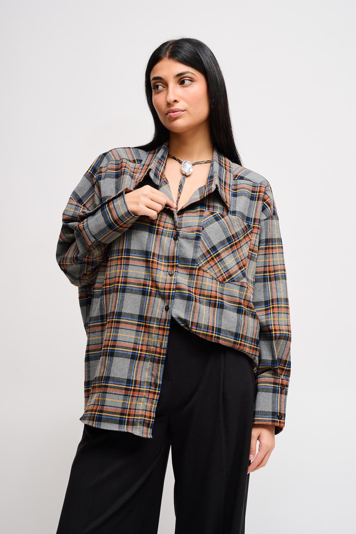 Camicia Check Over Con Laccio Maryley