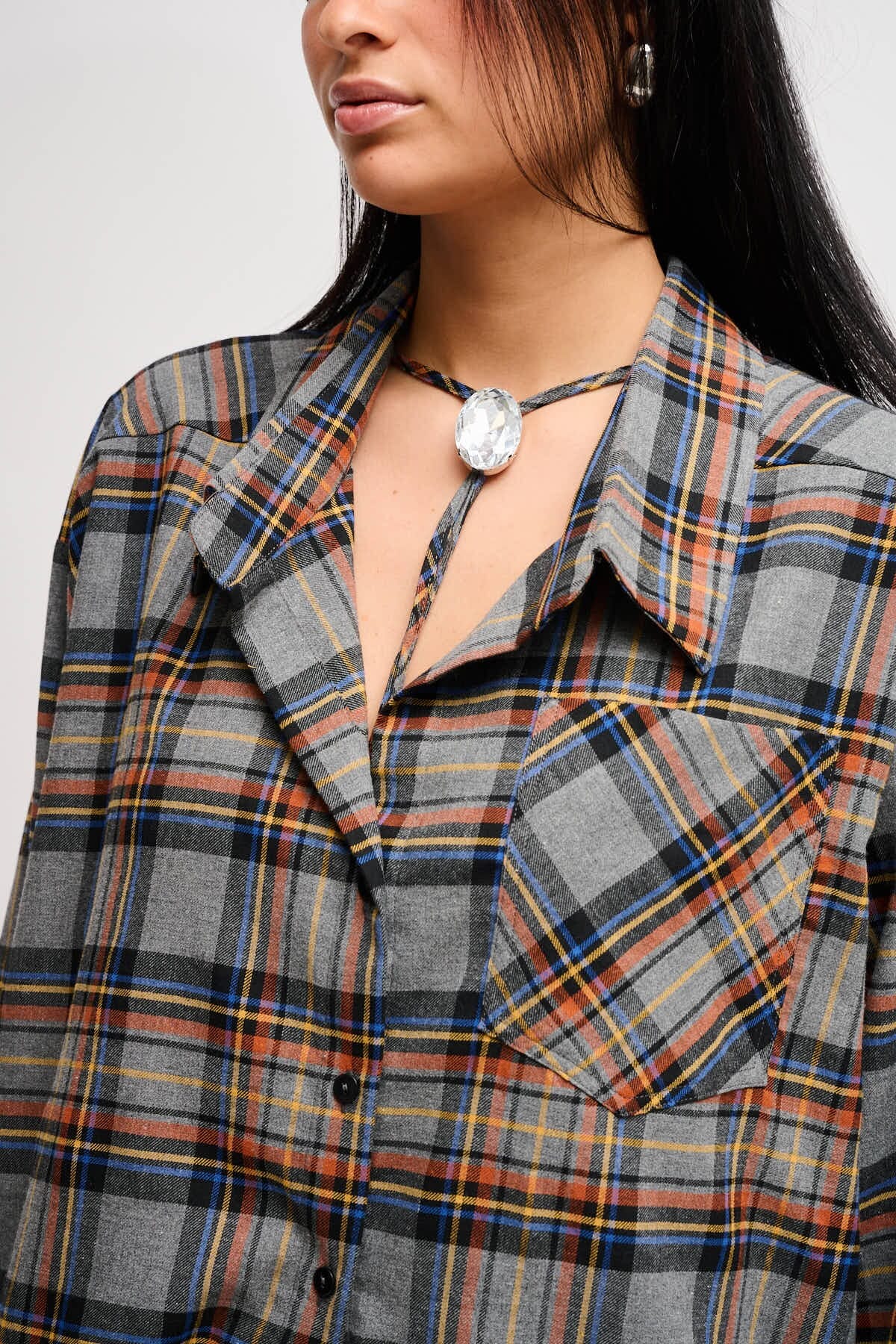 Camicia Check Over Con Laccio Maryley
