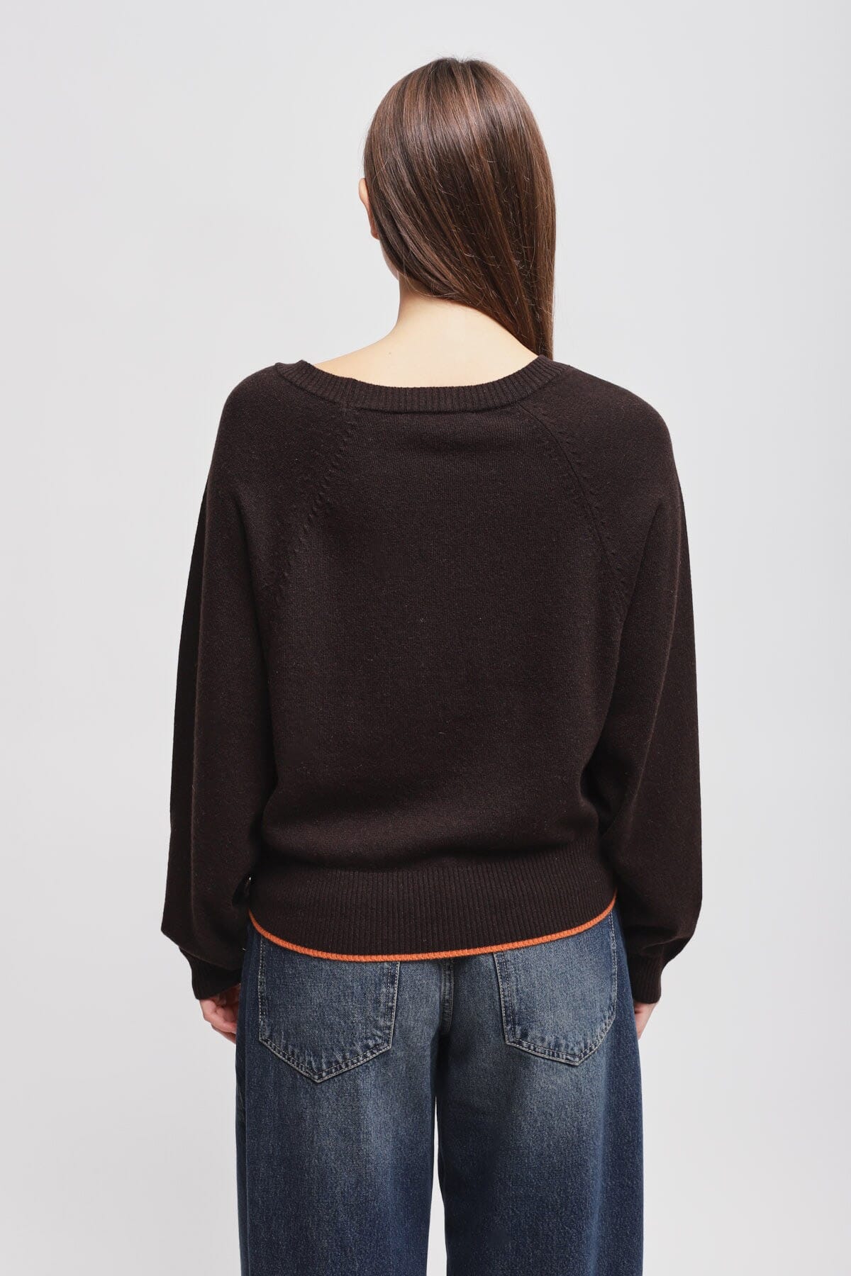 Pull à col ras du cou avec bordures contrastées Maryley