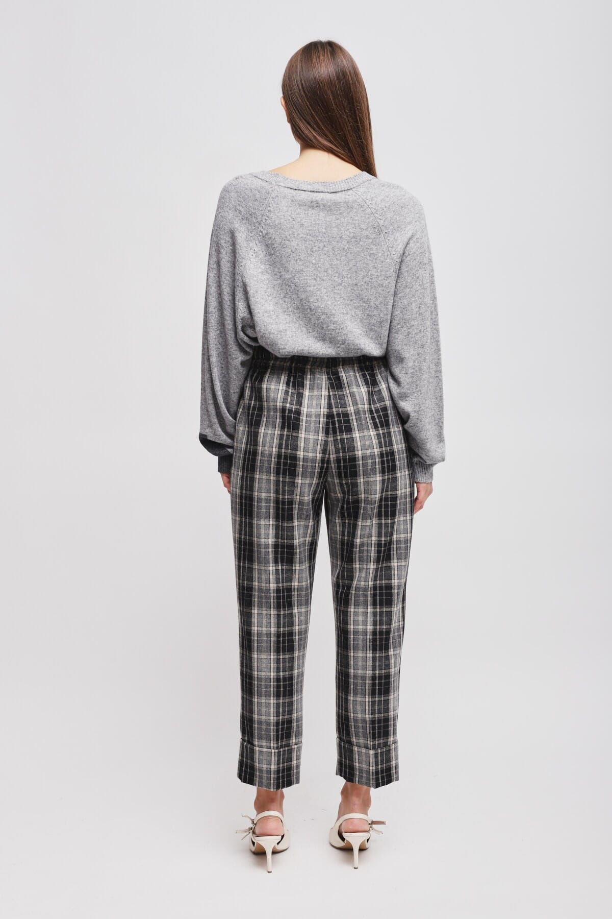 Check Trousers With Drawstring And Turn-ups Maryley