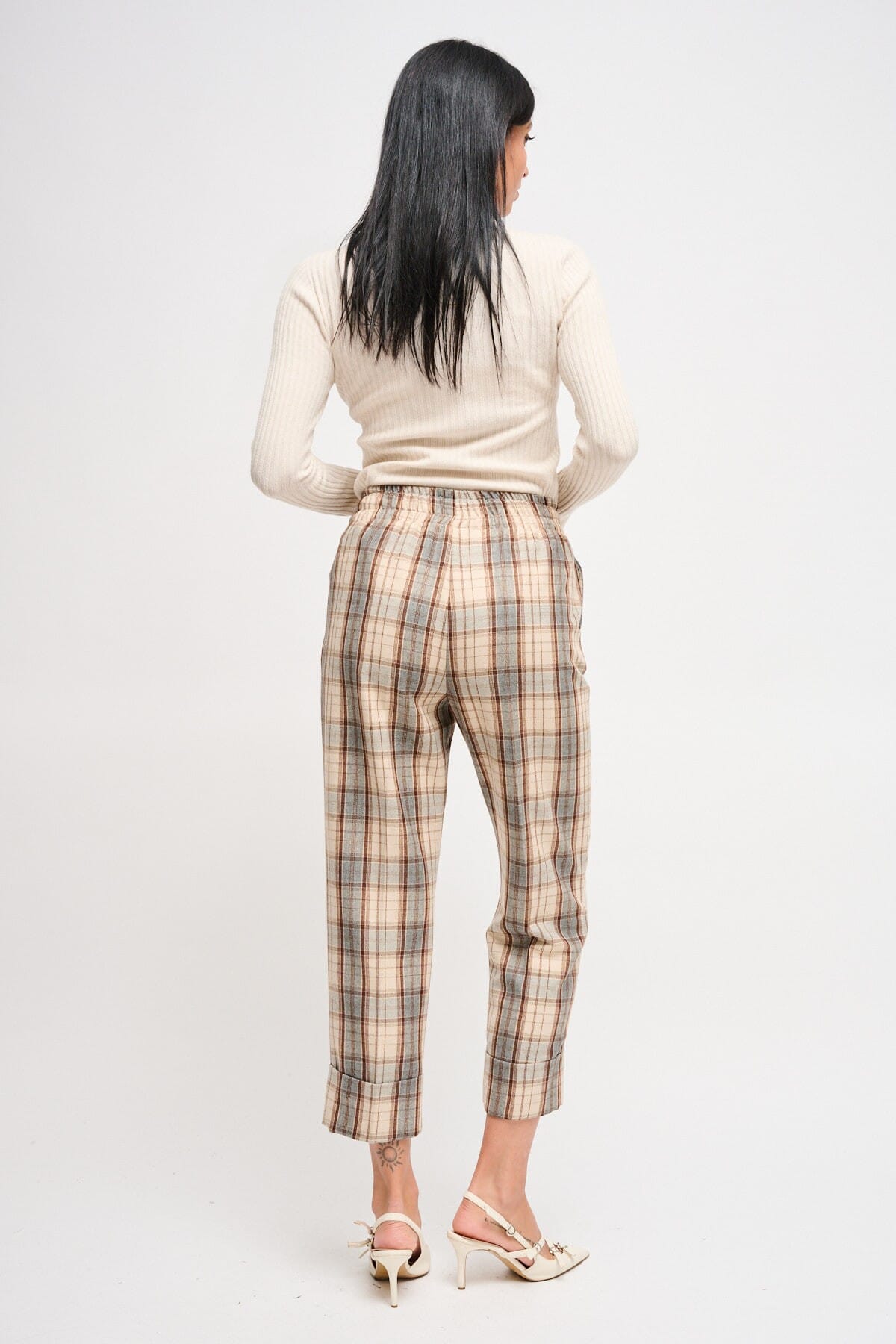 Check Trousers With Drawstring And Turn-ups Maryley