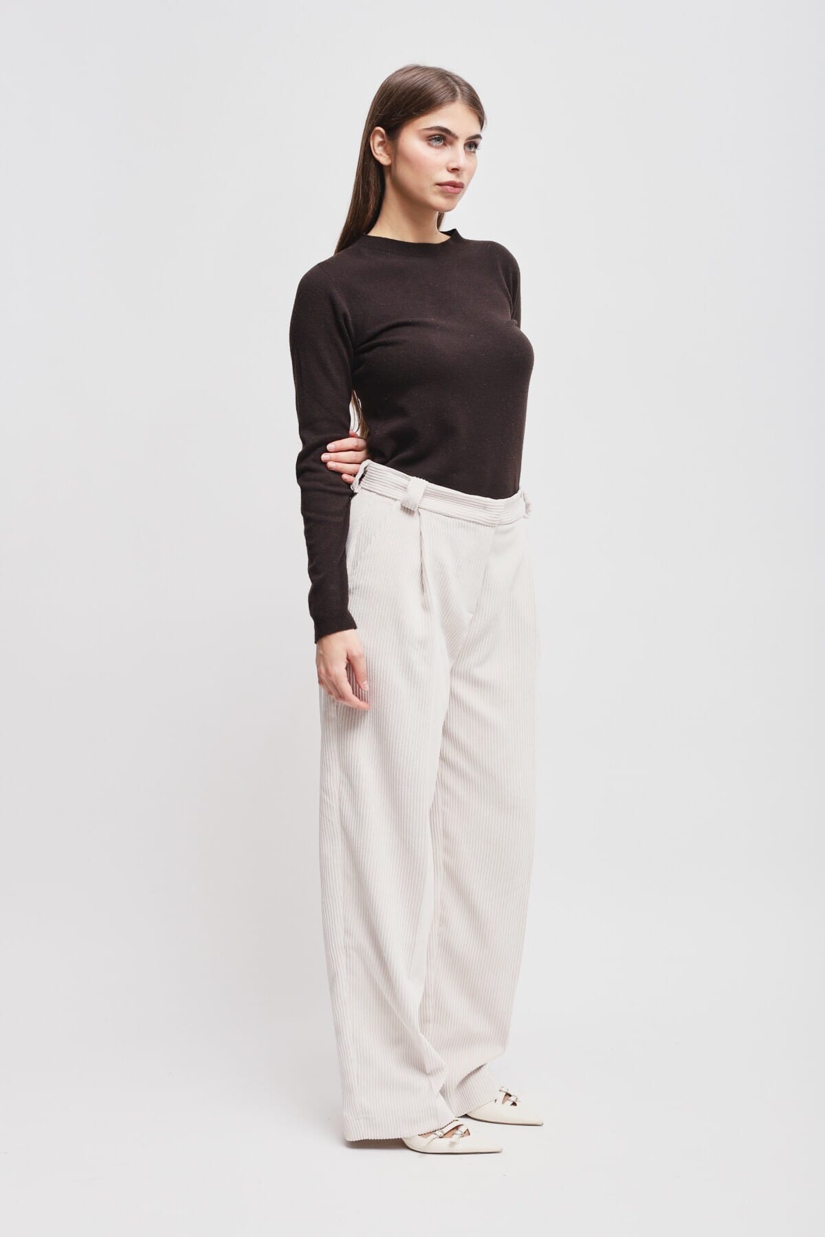 Pantalon Palace en velours côtelé avec plis Maryley