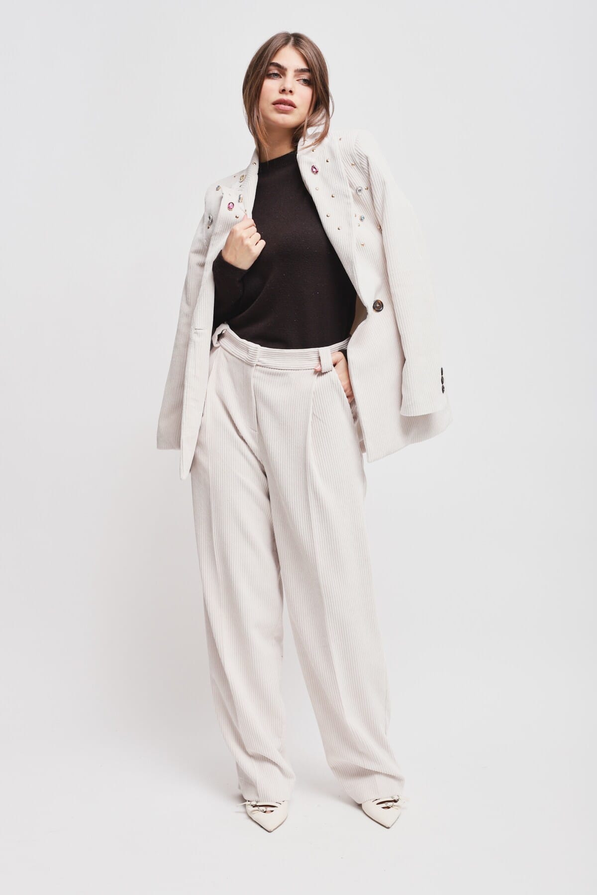 Pantalon Palace en velours côtelé avec plis Maryley