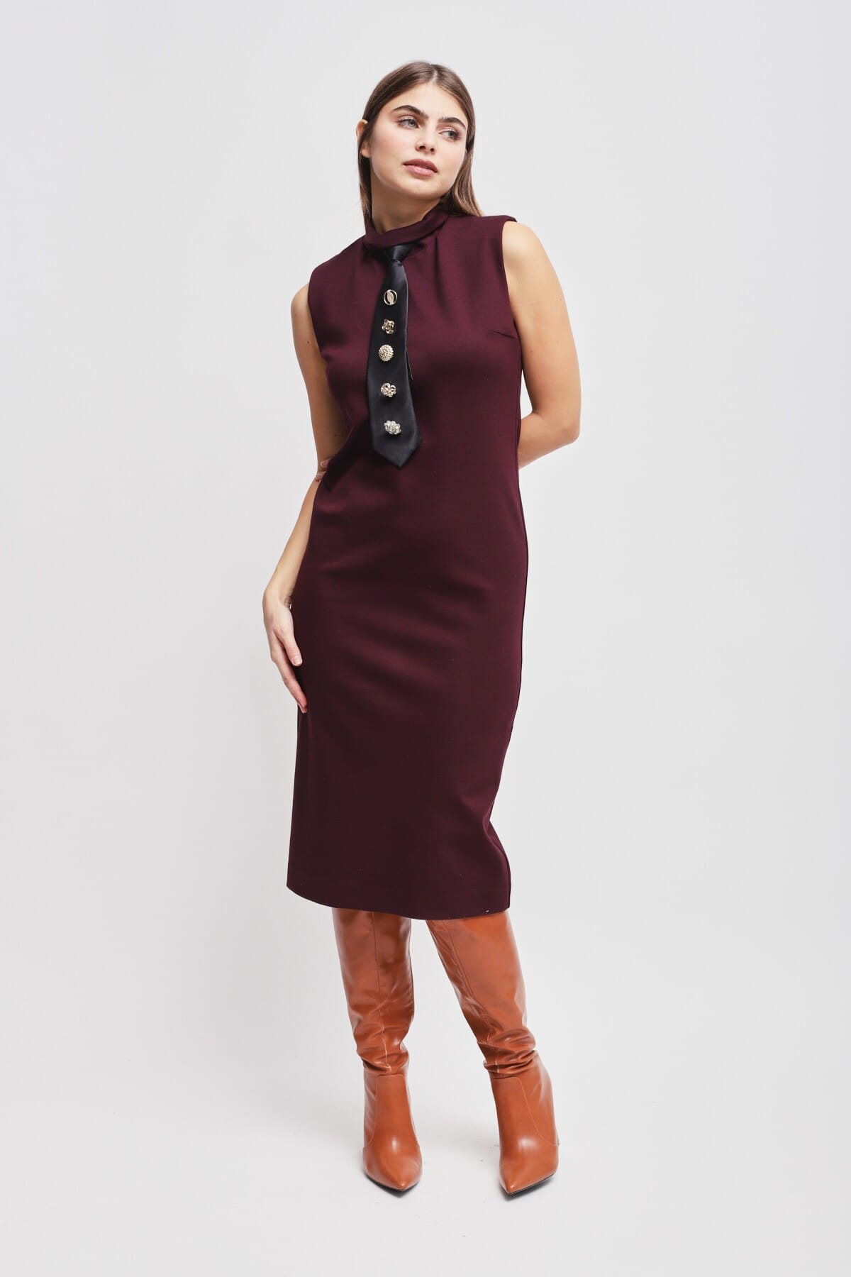 Abito In Punto Milano Con Cravatta Maryley