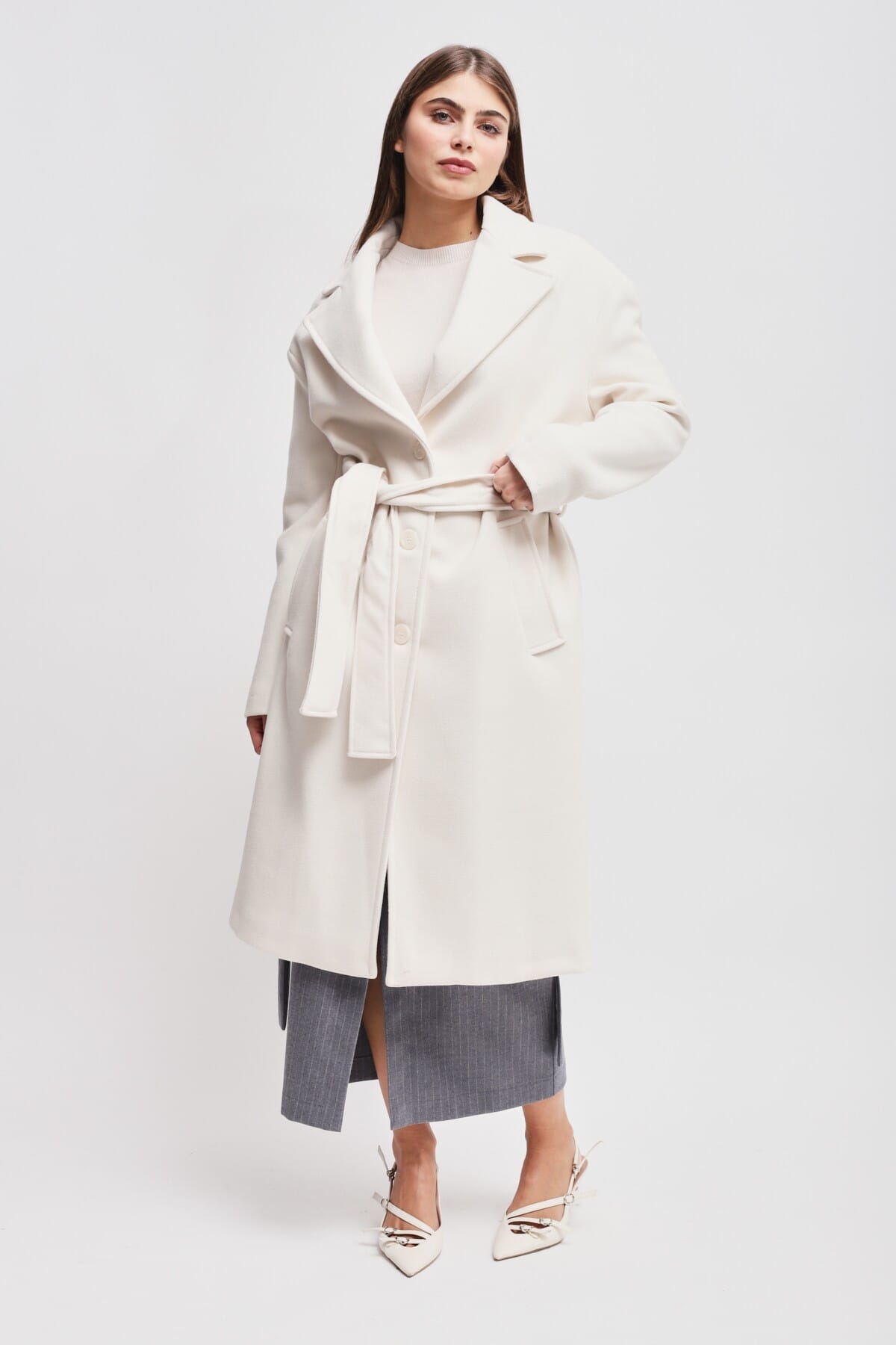 Cappotto Con Sciarpa E Cintura Maryley