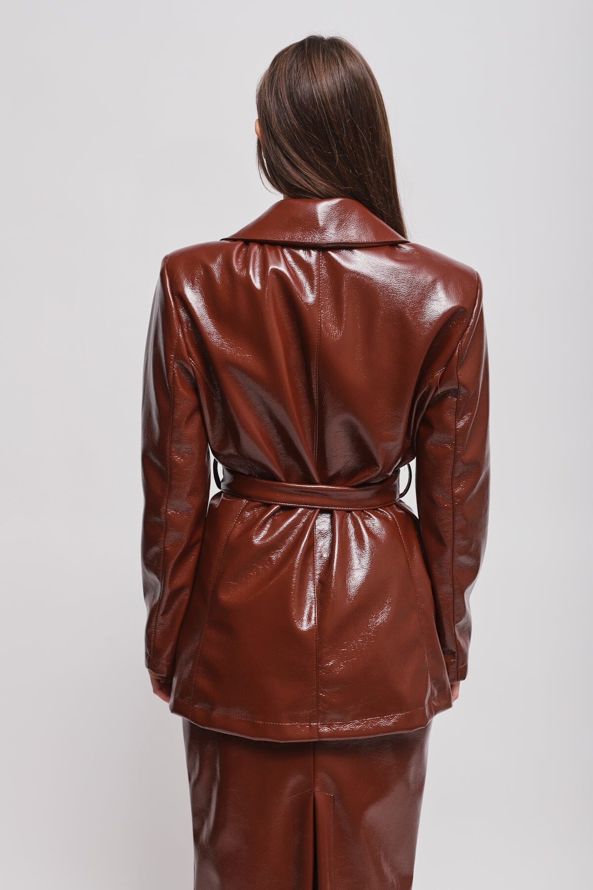 Giacca Doppiopetto In Vinile Con Fusciacca Maryley