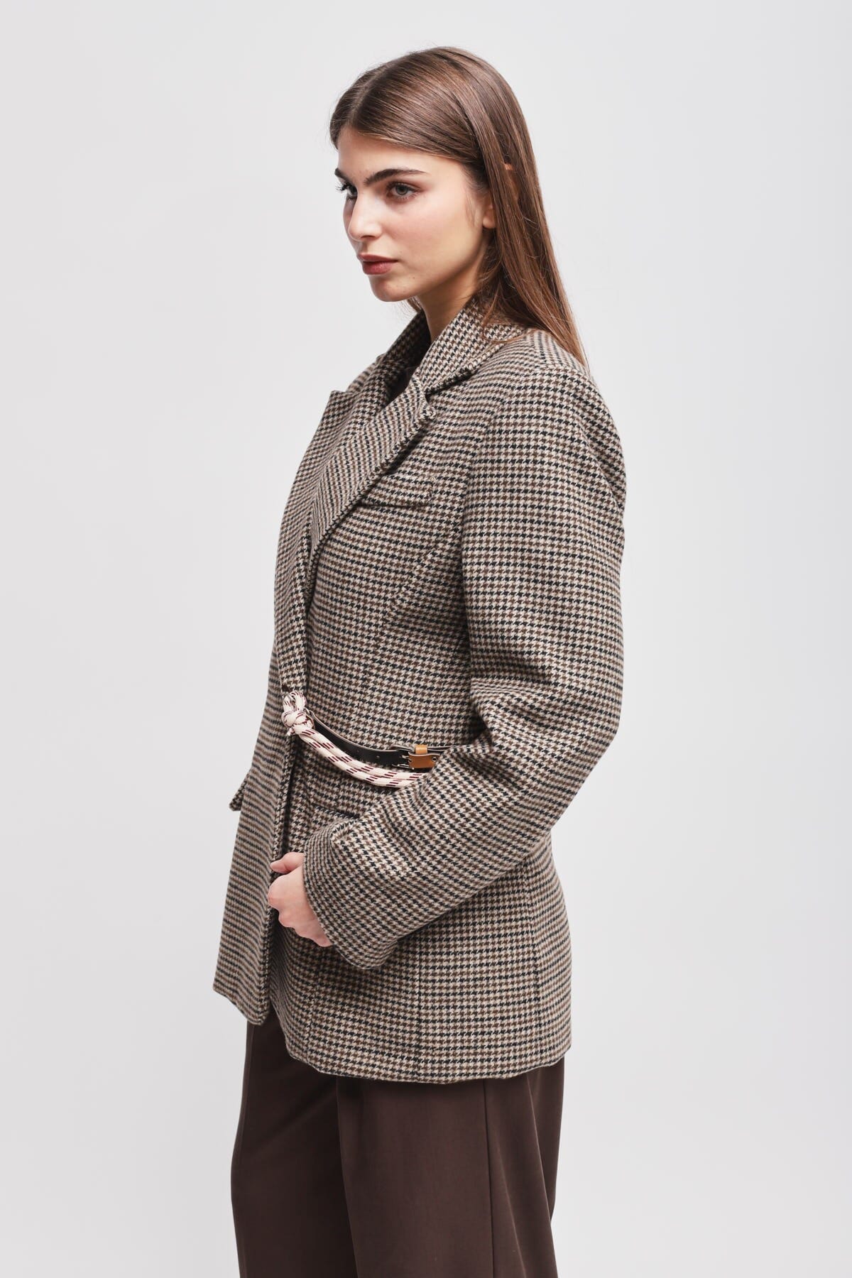 Pied De Poule Jacket With Maryley Strap