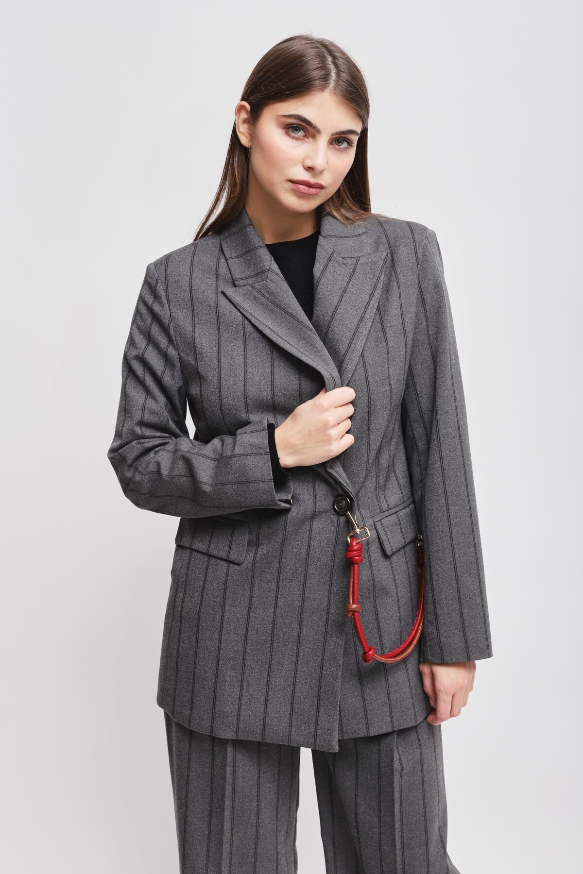 Veste à pinces à double boutonnage avec sangle Maryley