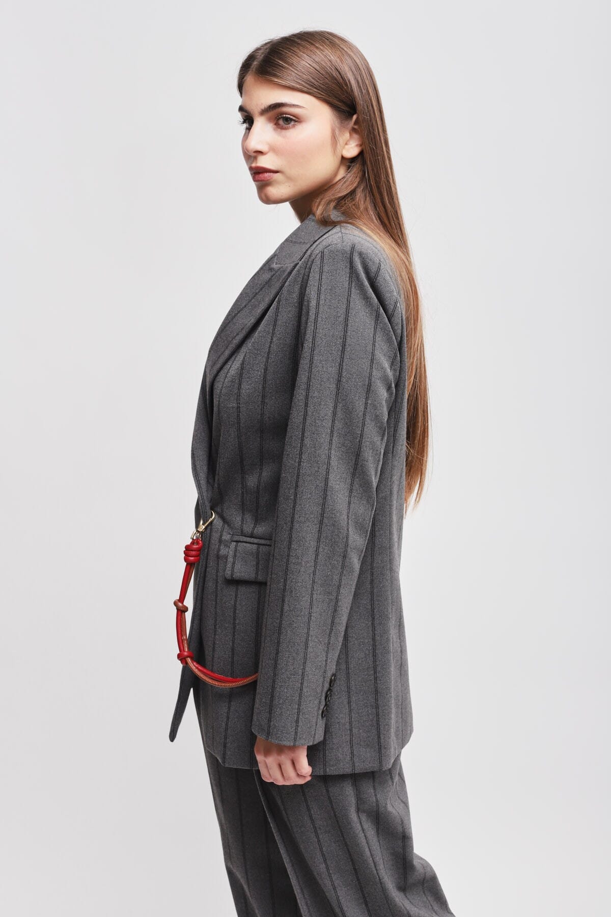 Veste à pinces à double boutonnage avec sangle Maryley