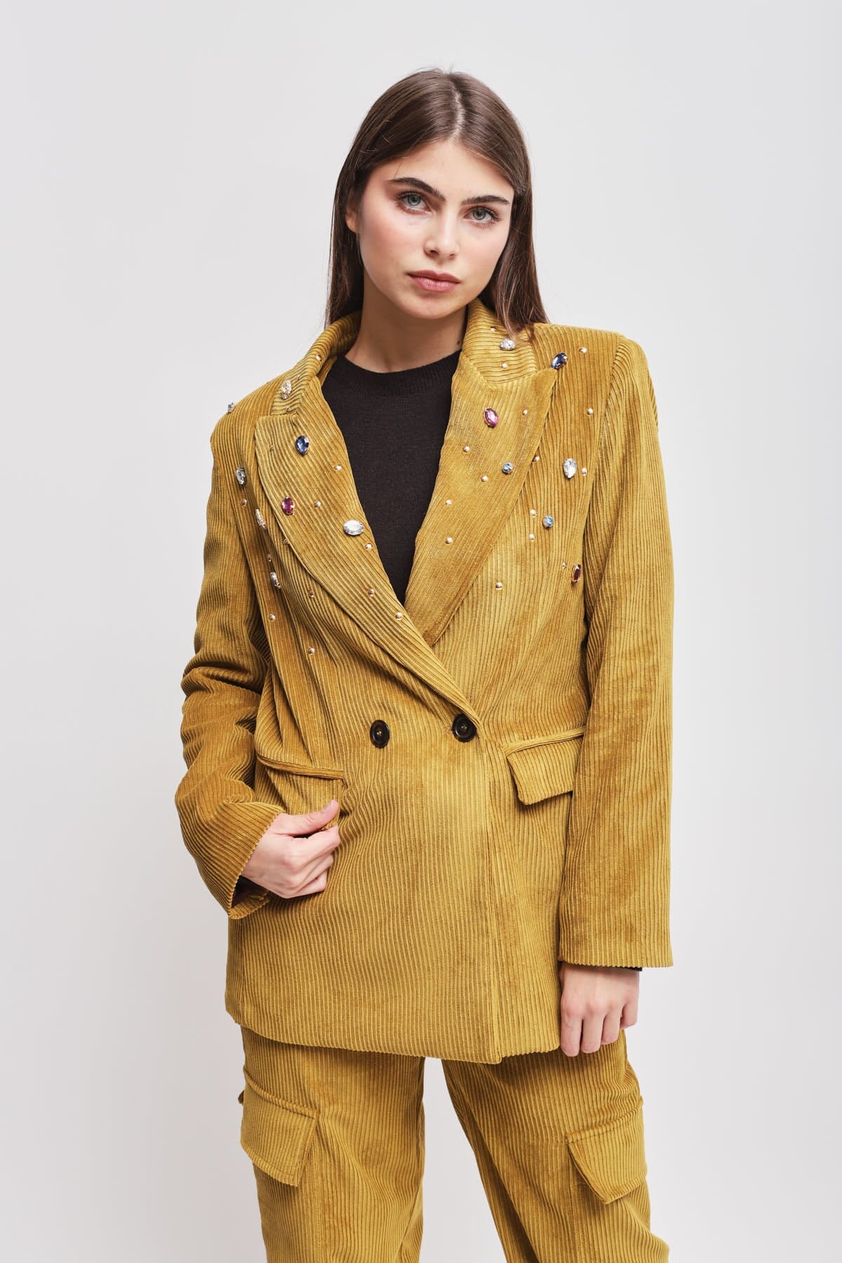 Maryley Rhinestone Corduroy Jacket