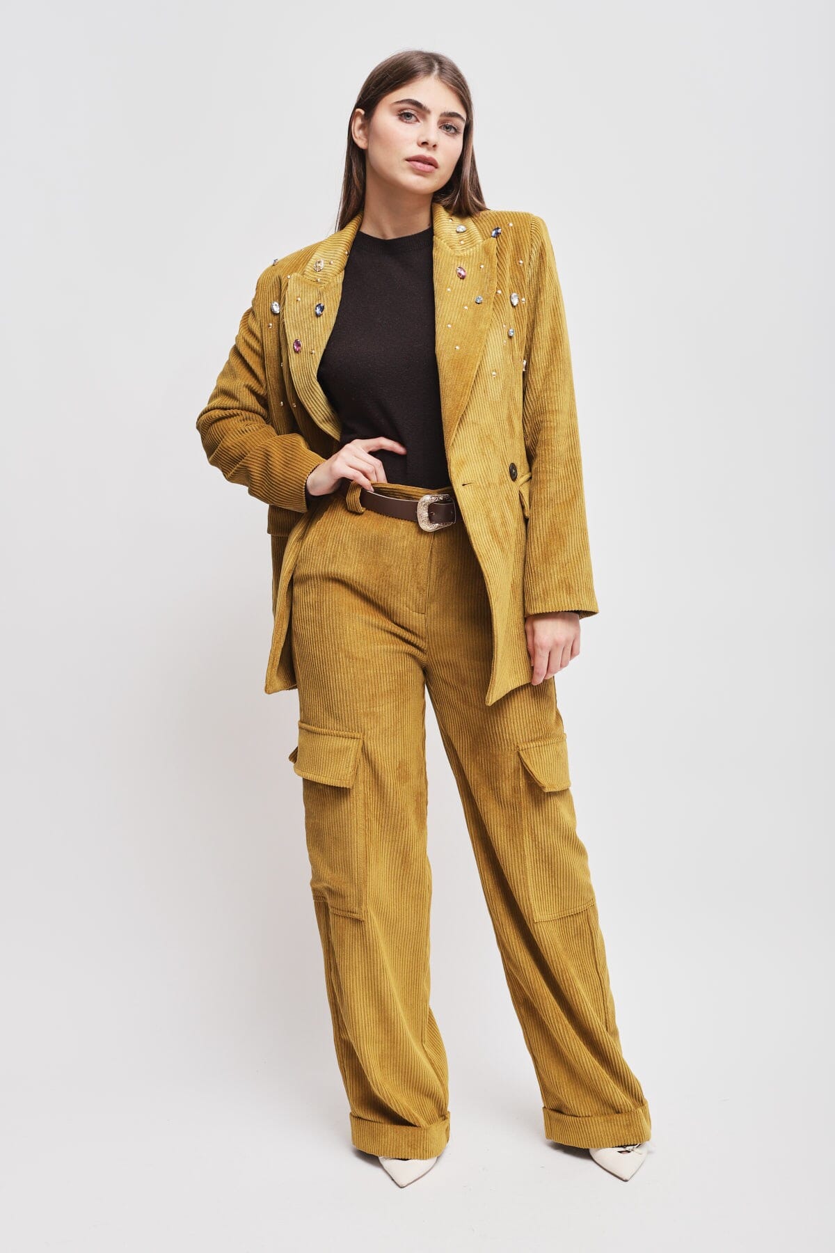 Maryley Rhinestone Corduroy Jacket