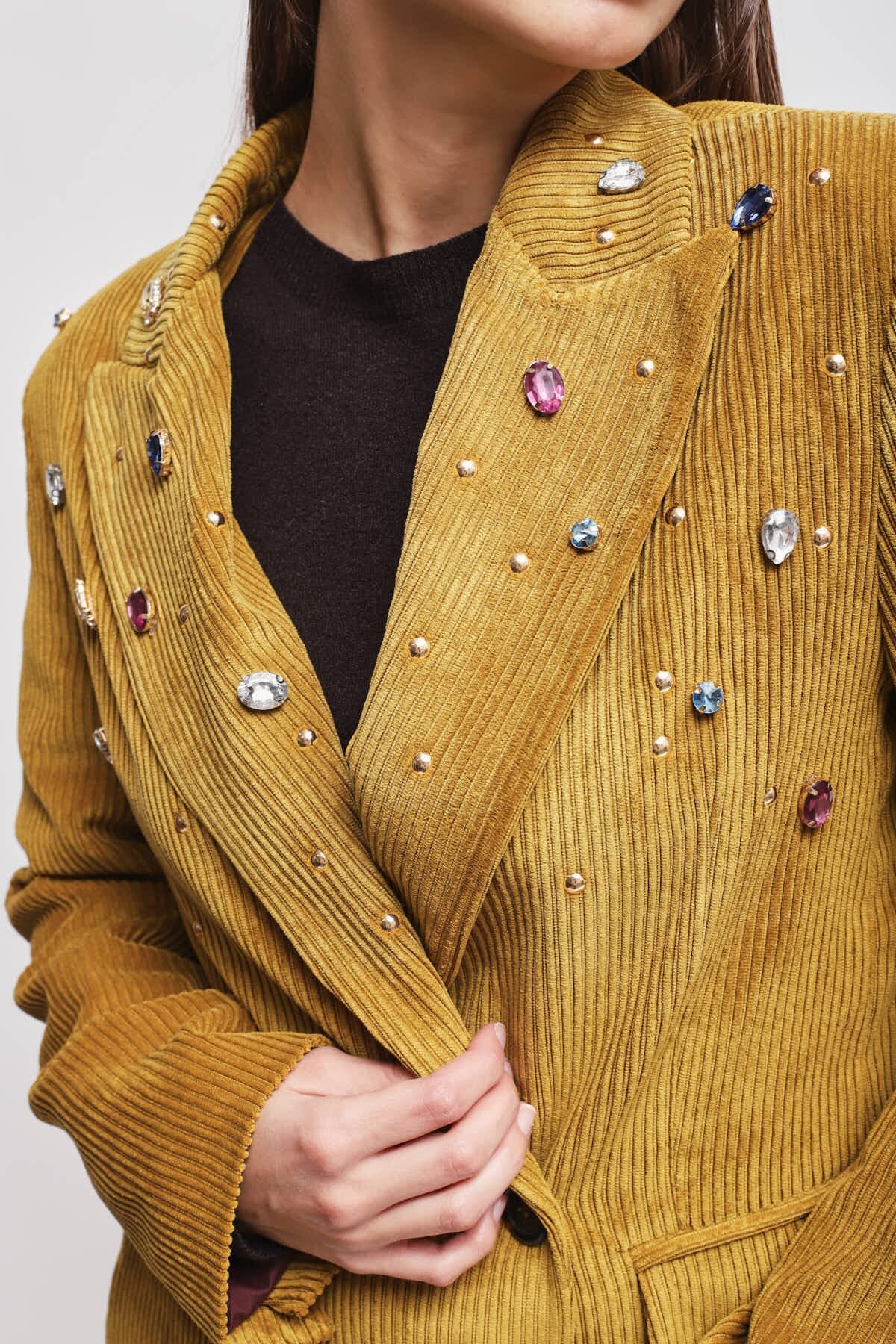Maryley Rhinestone Corduroy Jacket