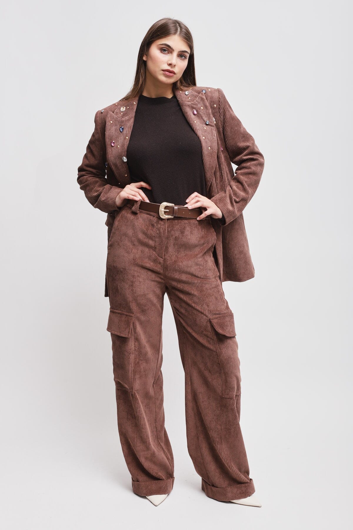 Maryley Rhinestone Corduroy Jacket