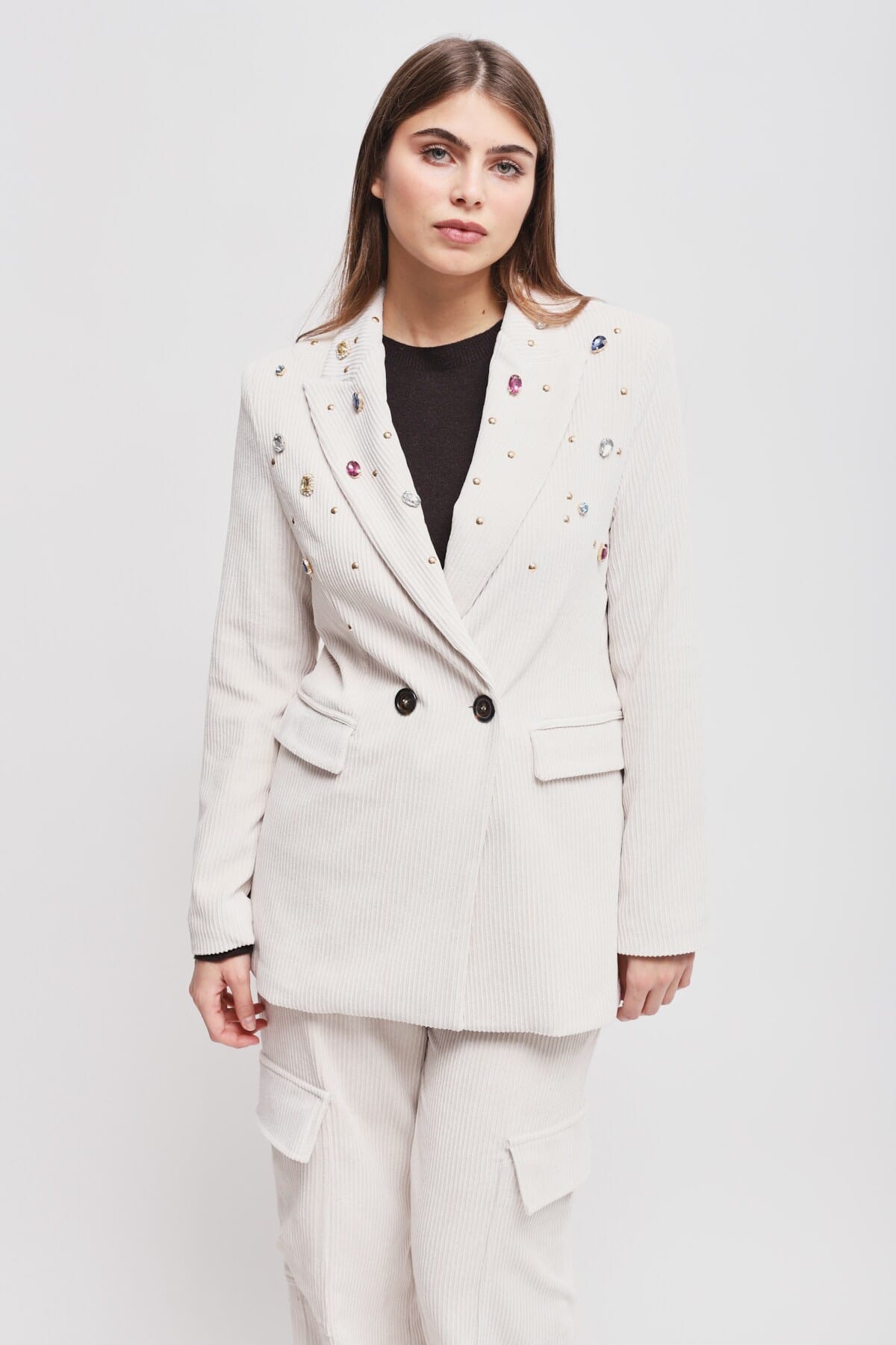 Maryley Rhinestone Corduroy Jacket